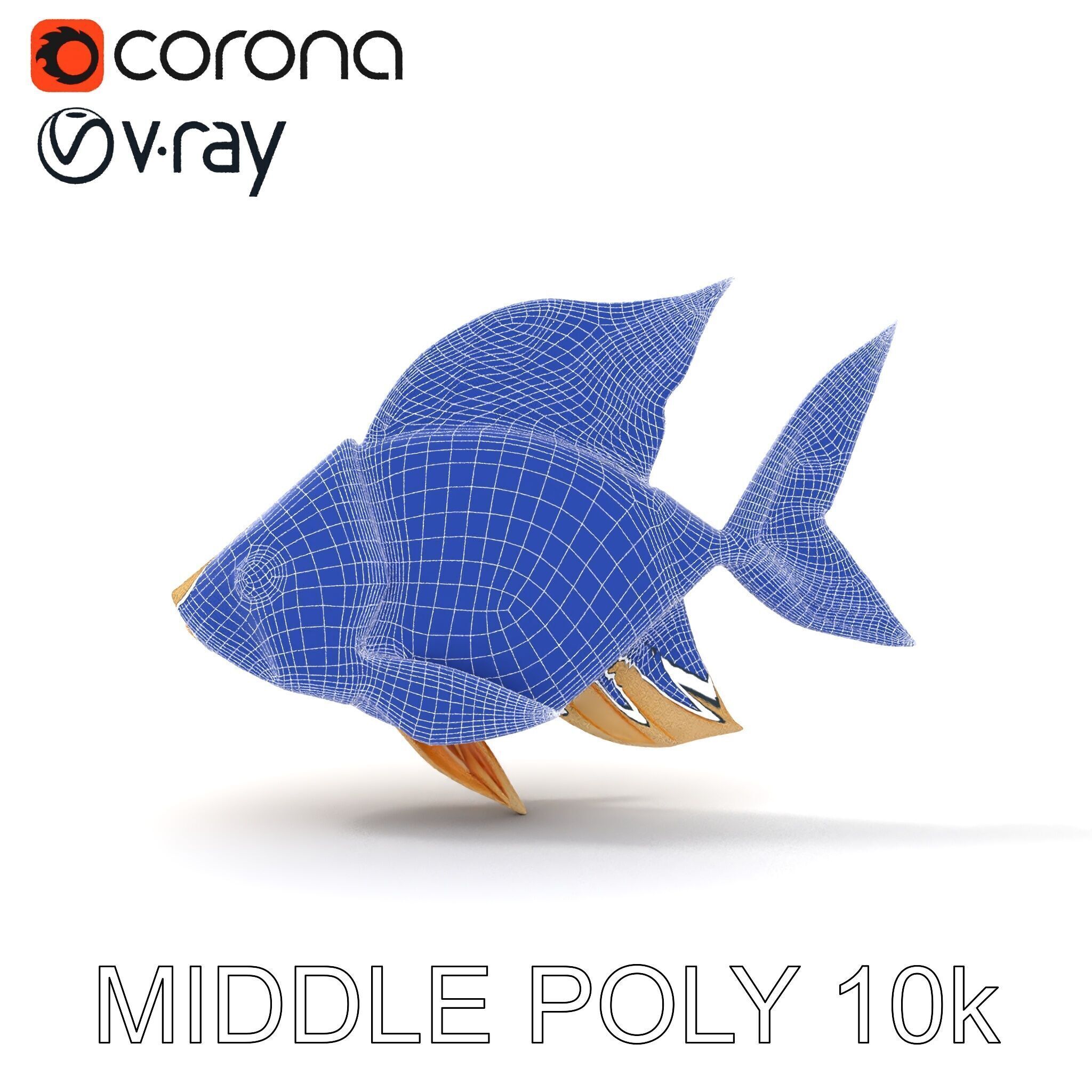 Golden Origami Fish Model Pack Low-poly 3D model_6