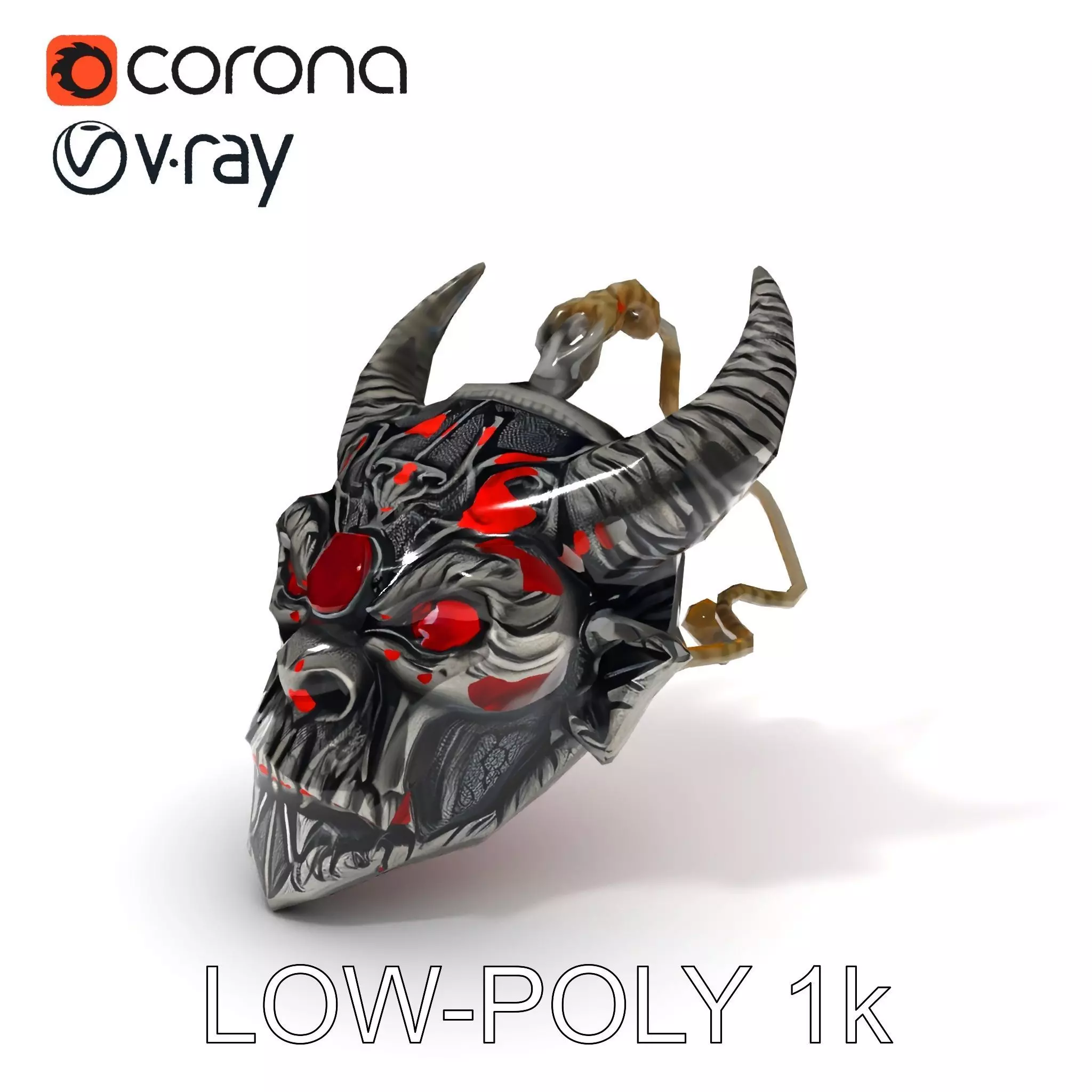 Demonic Skull Pendant Model Pack for D Rendering and Game Dev... Low-poly 3D model