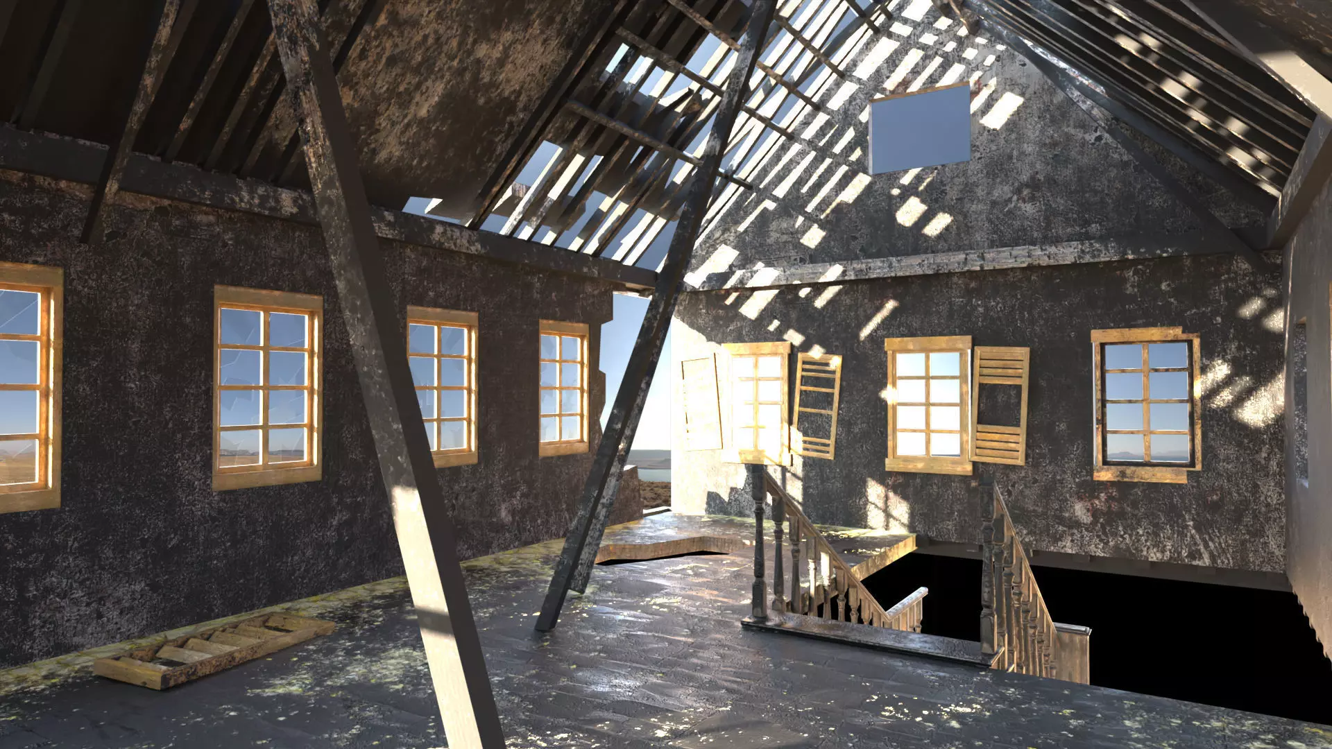 Burned House Up 3D model