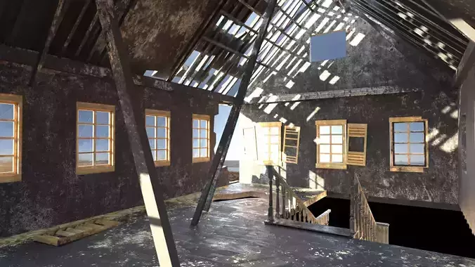 Burned House Up 3D model