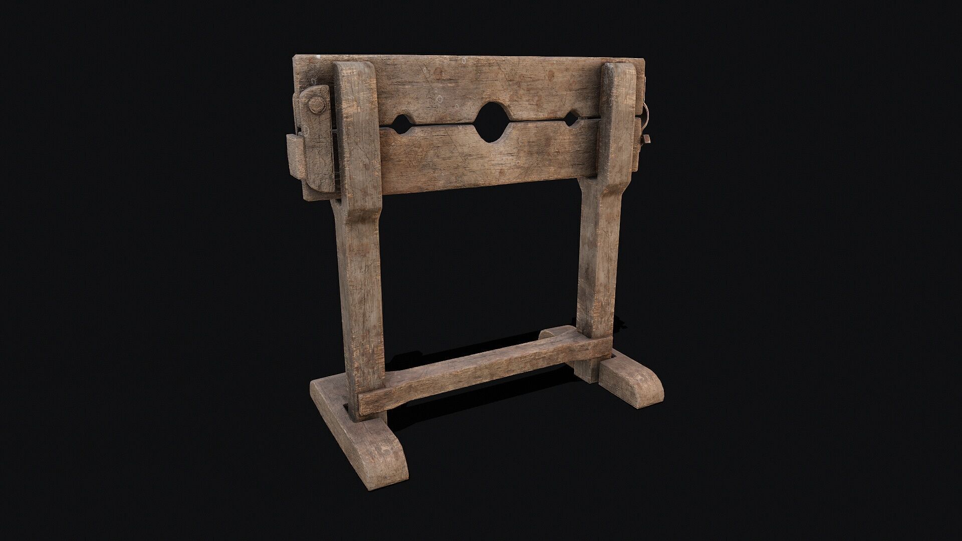 Wooden Shackles Low-poly 3D model_3