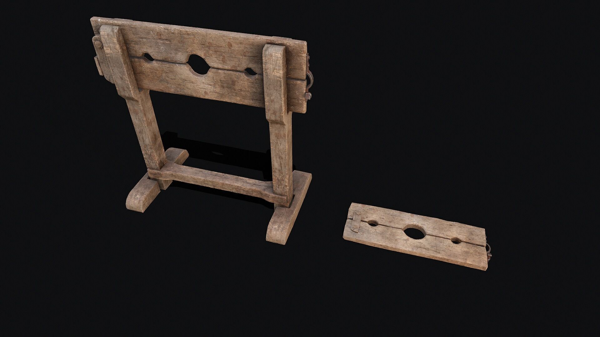 Wooden Shackles Low-poly 3D model_5
