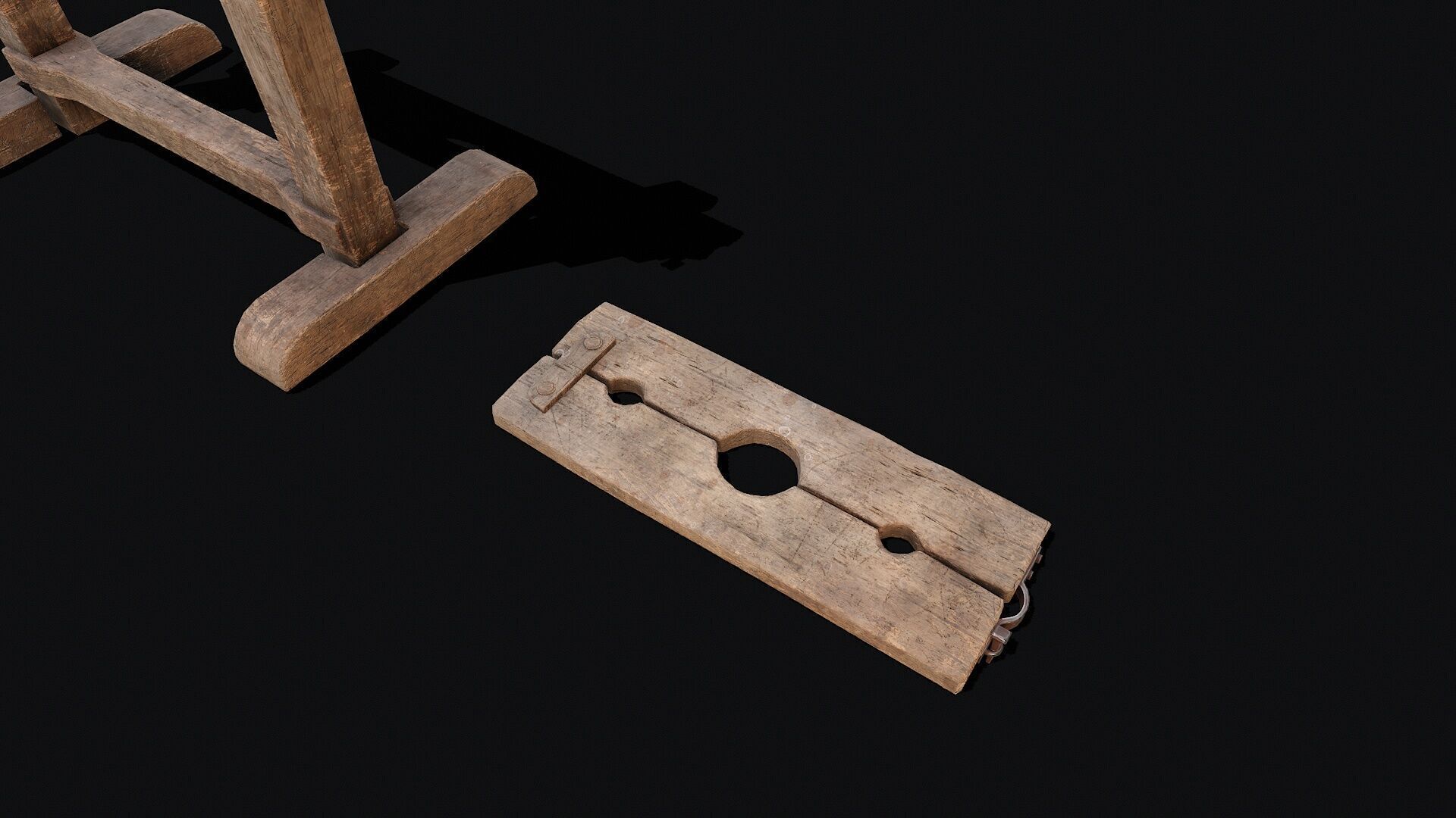 Wooden Shackles Low-poly 3D model_4