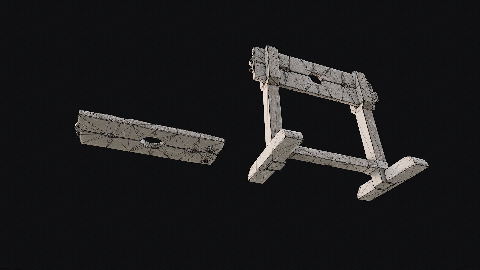 Wooden Shackles Low-poly 3D model_7