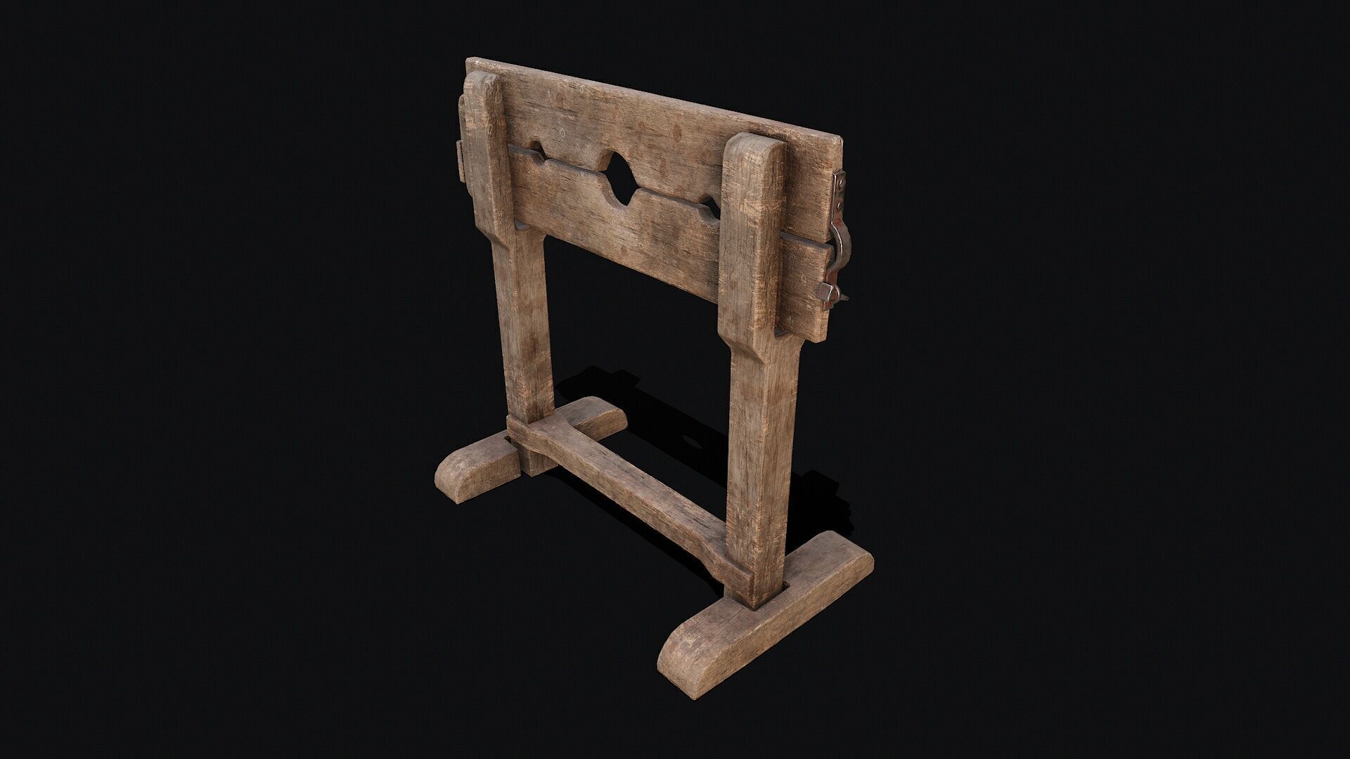 Wooden Shackles Low-poly 3D model_2
