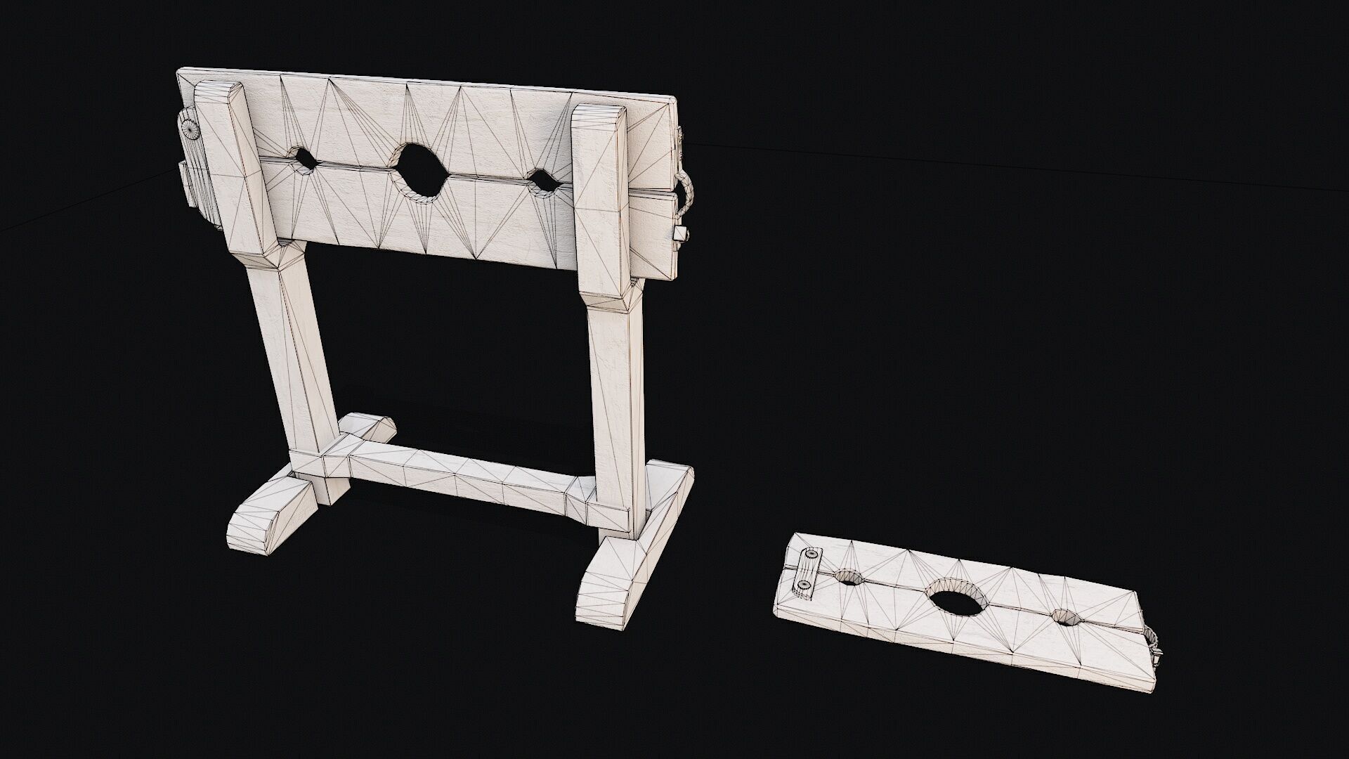 Wooden Shackles Low-poly 3D model_6