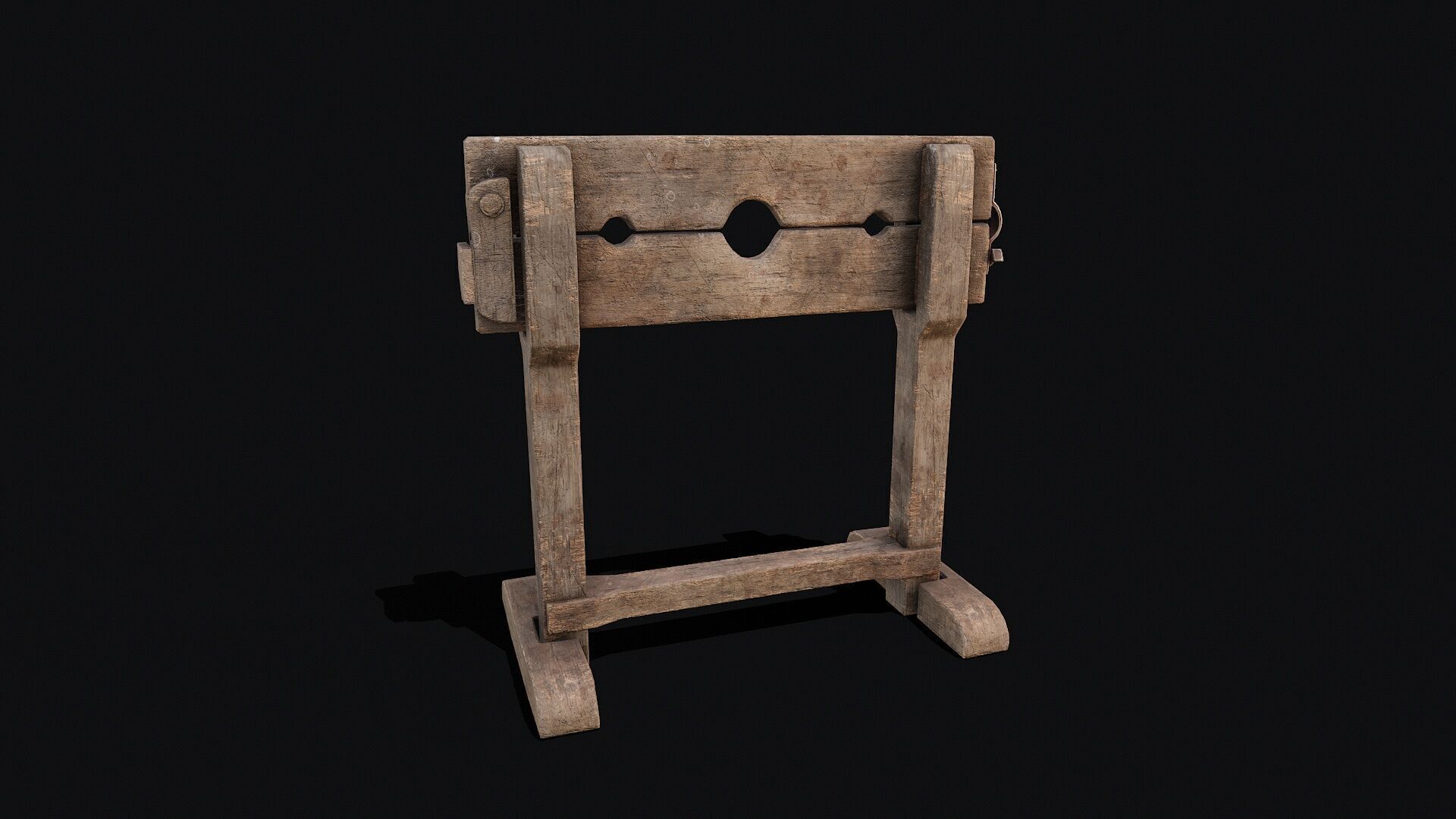 Wooden Shackles Low-poly 3D model_1