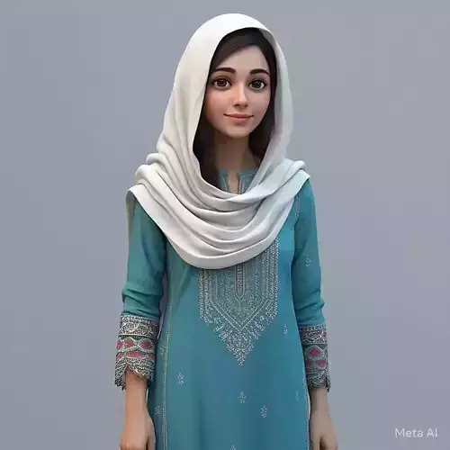 Animated Woman in traditional attire