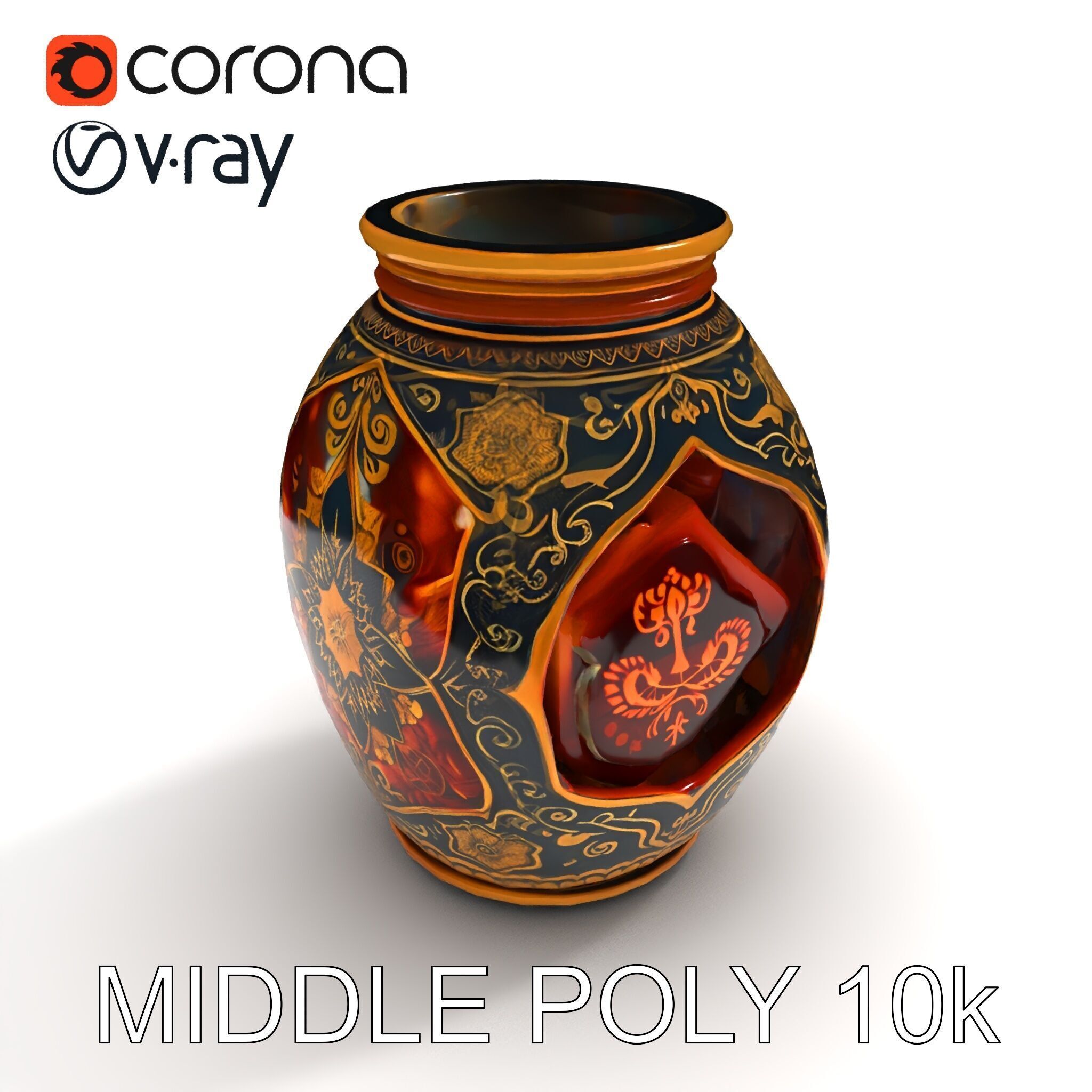 Intricate Ornamental Vase D Model Pack Low-poly 3D model_24