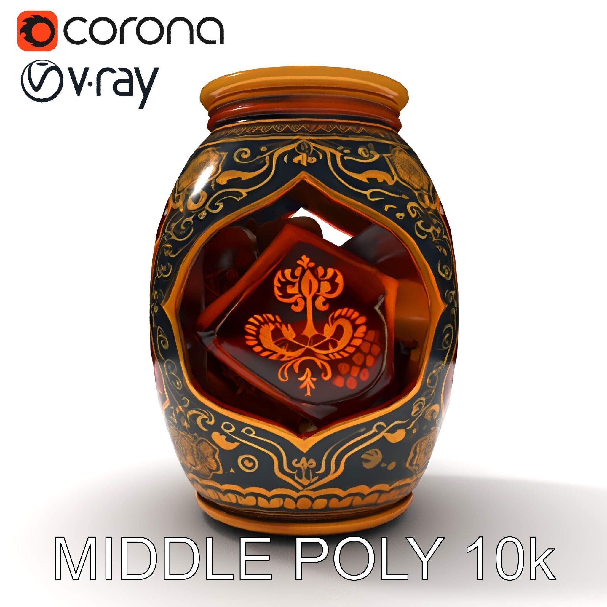 Intricate Ornamental Vase D Model Pack Low-poly 3D model_23