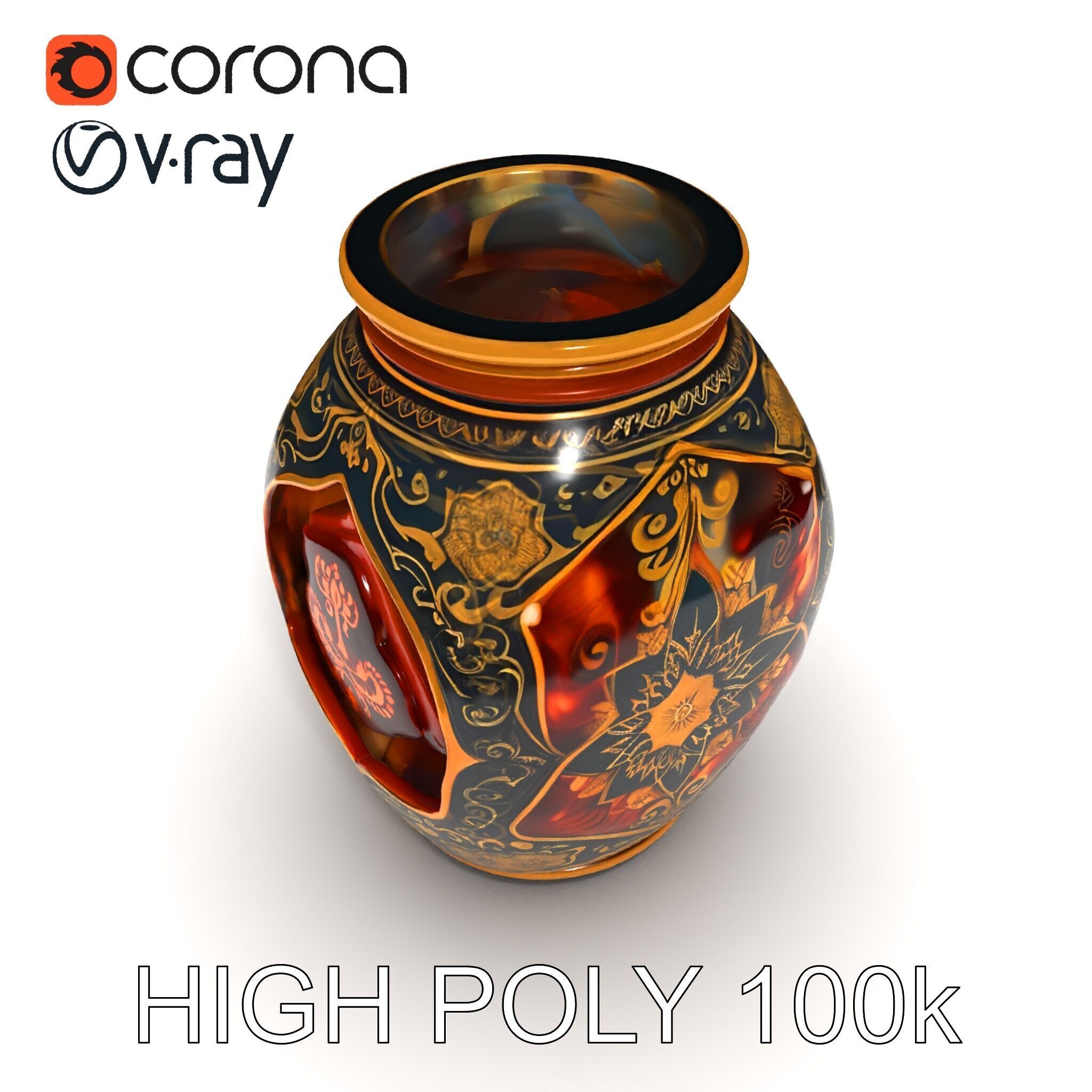 Intricate Ornamental Vase D Model Pack Low-poly 3D model_22