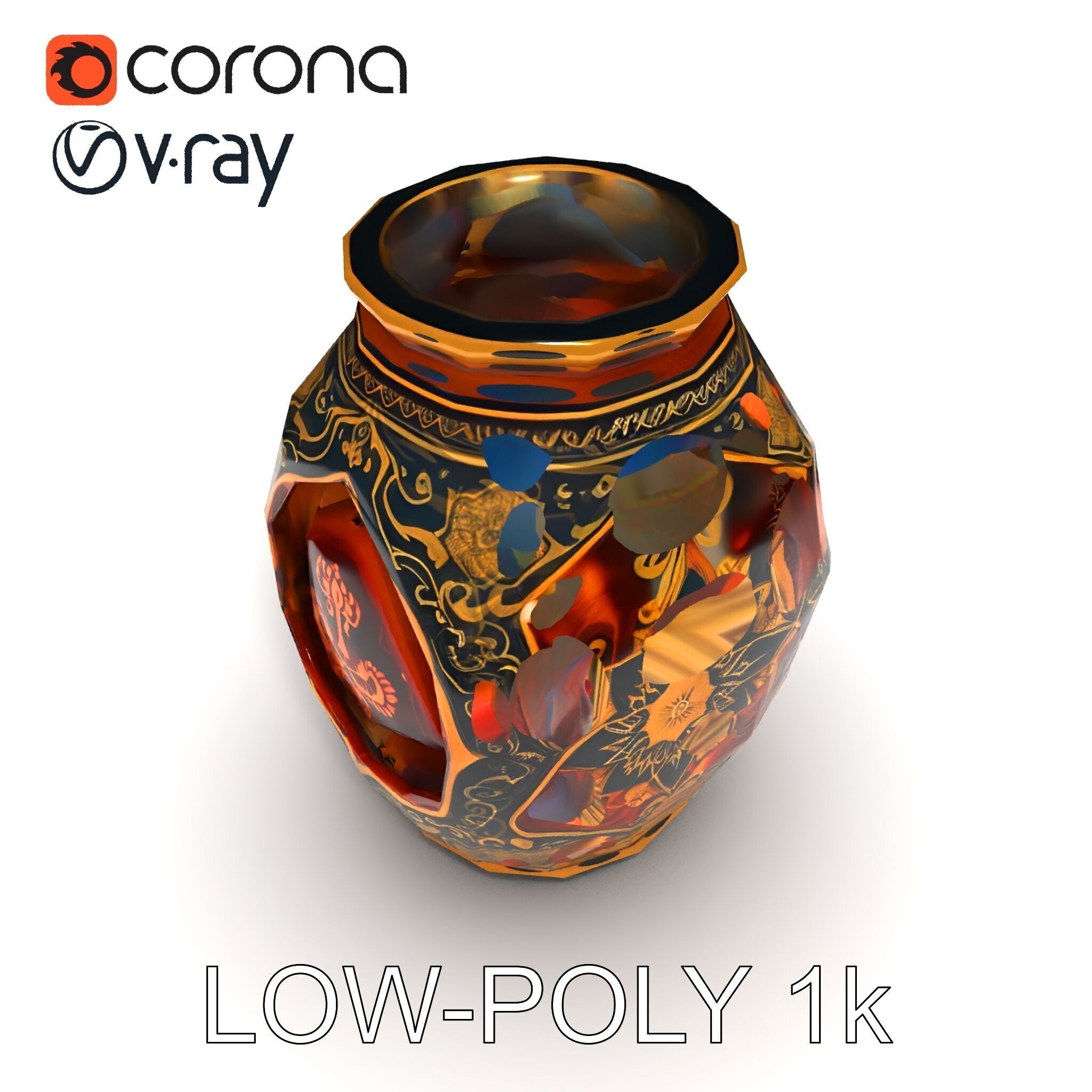 Intricate Ornamental Vase D Model Pack Low-poly 3D model_29