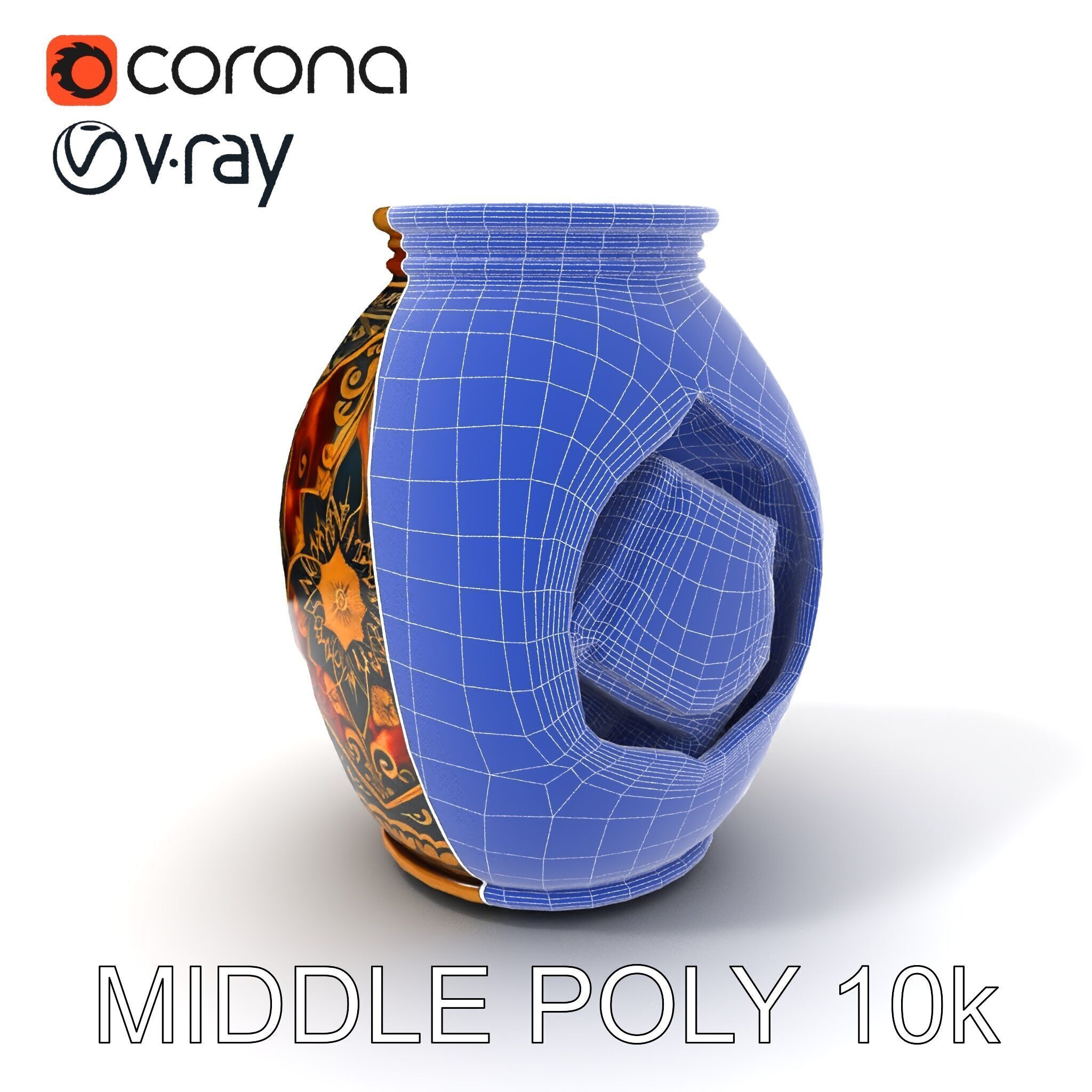 Intricate Ornamental Vase D Model Pack Low-poly 3D model_9