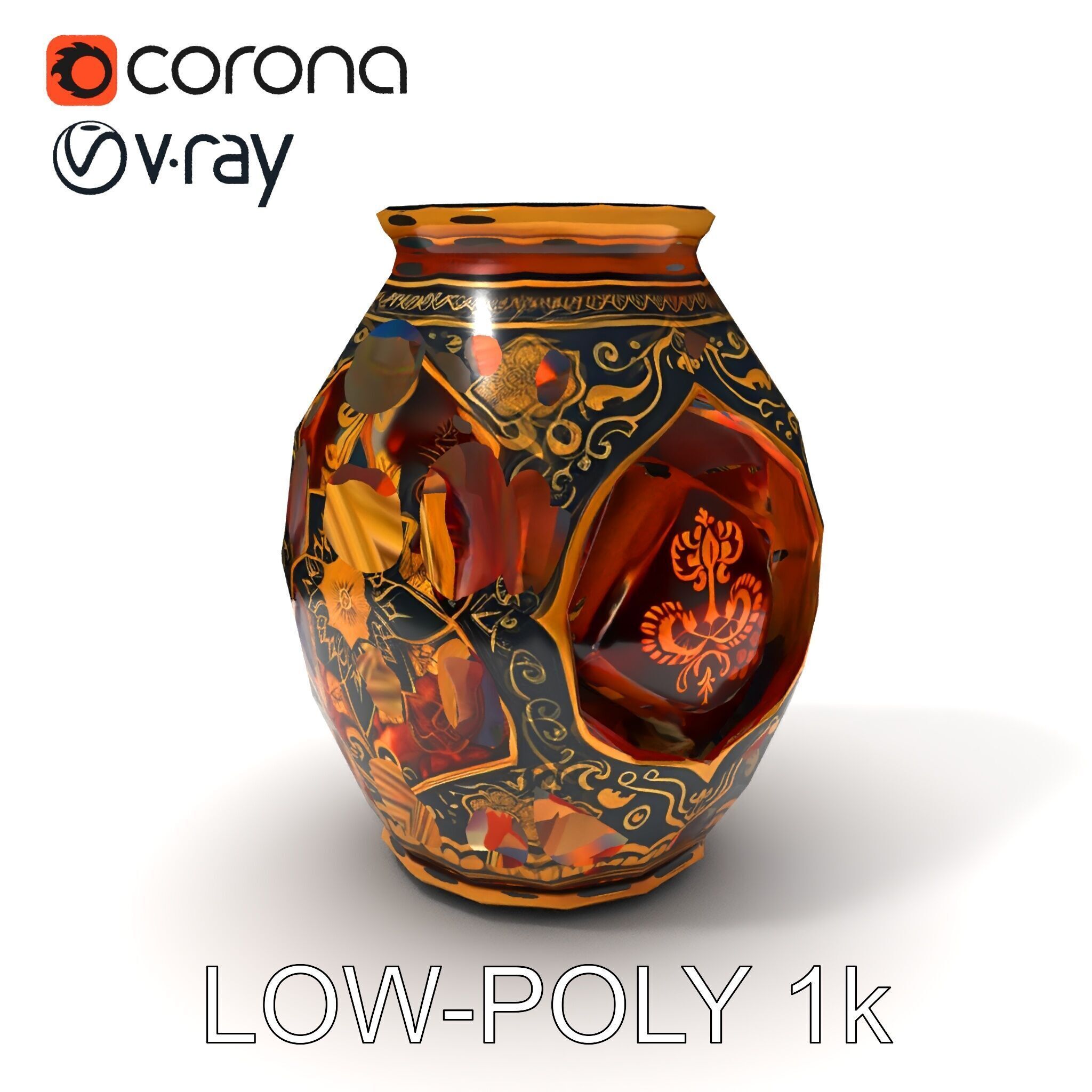 Intricate Ornamental Vase D Model Pack Low-poly 3D model_35