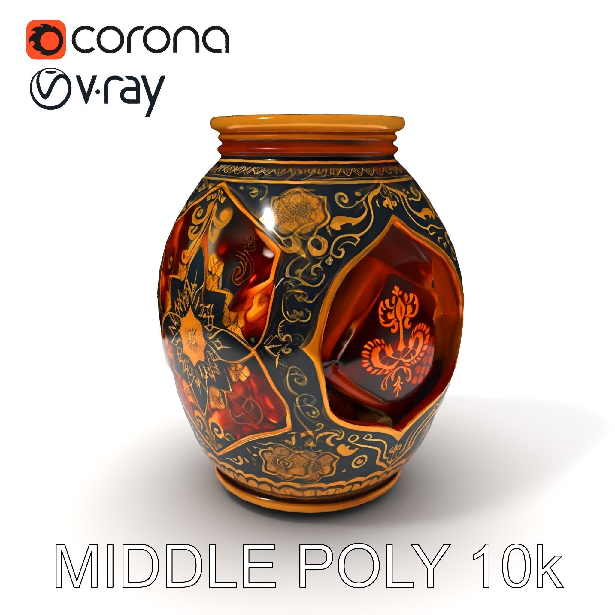 Intricate Ornamental Vase D Model Pack Low-poly 3D model_19