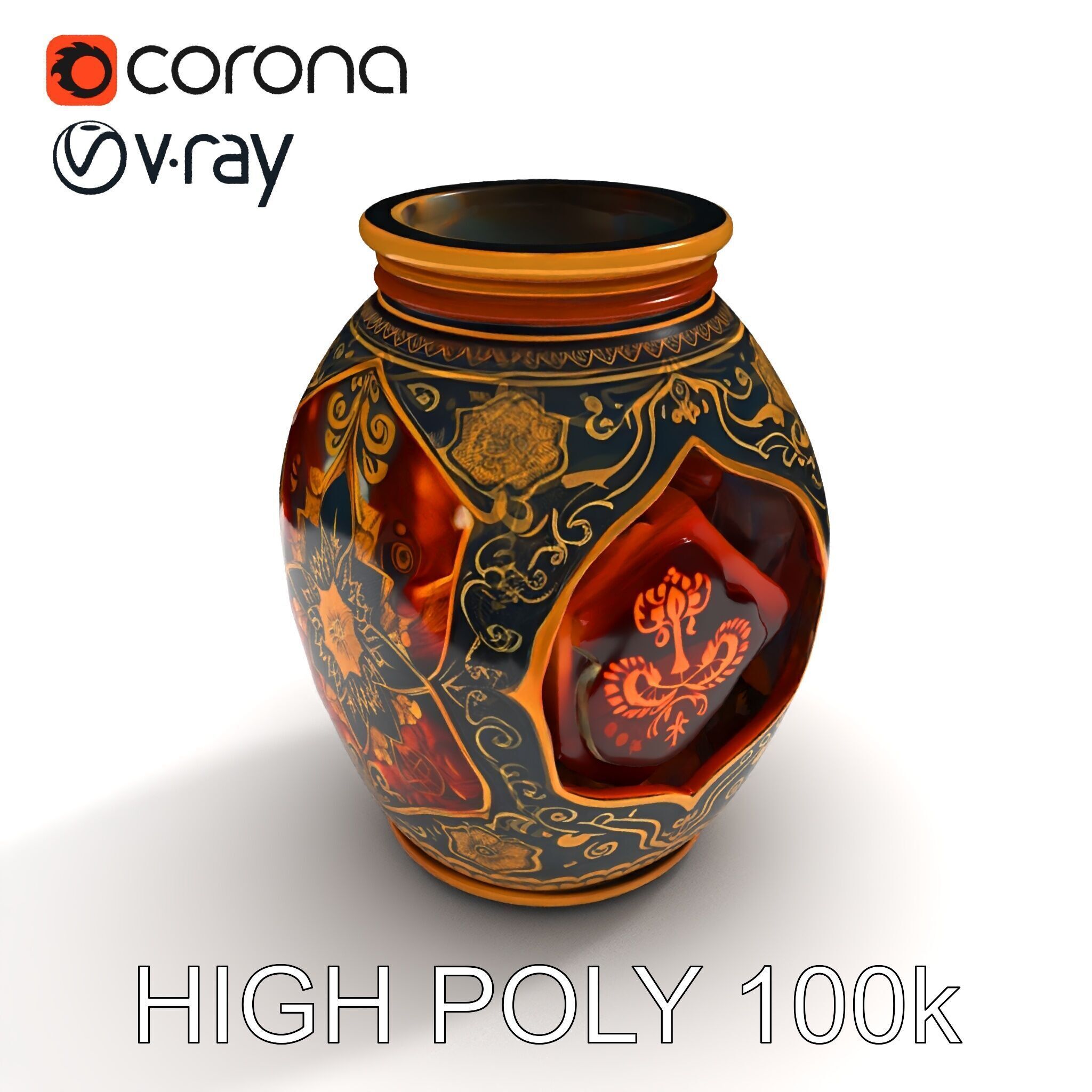 Intricate Ornamental Vase D Model Pack Low-poly 3D model_20