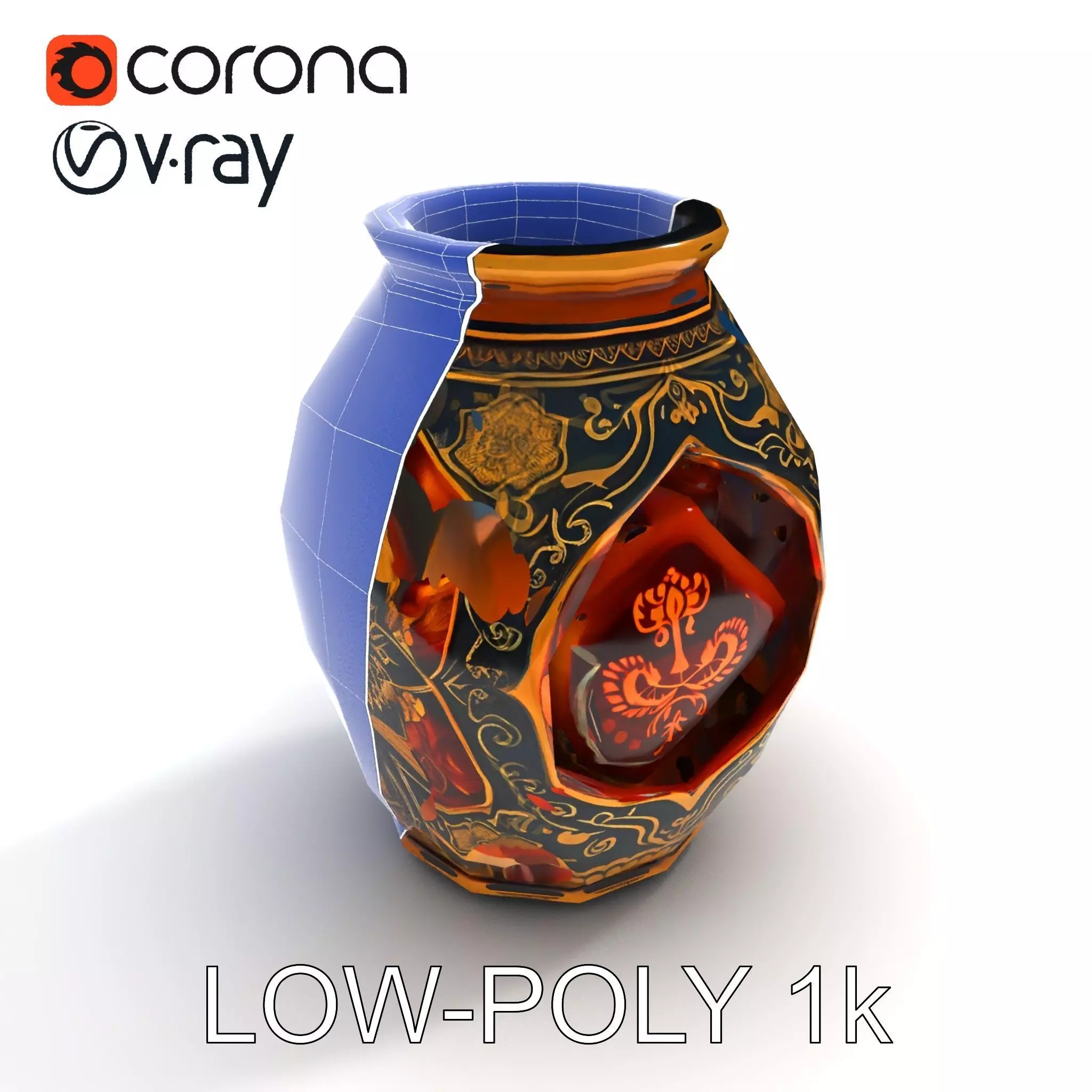 Intricate Ornamental Vase D Model Pack Low-poly 3D model_0