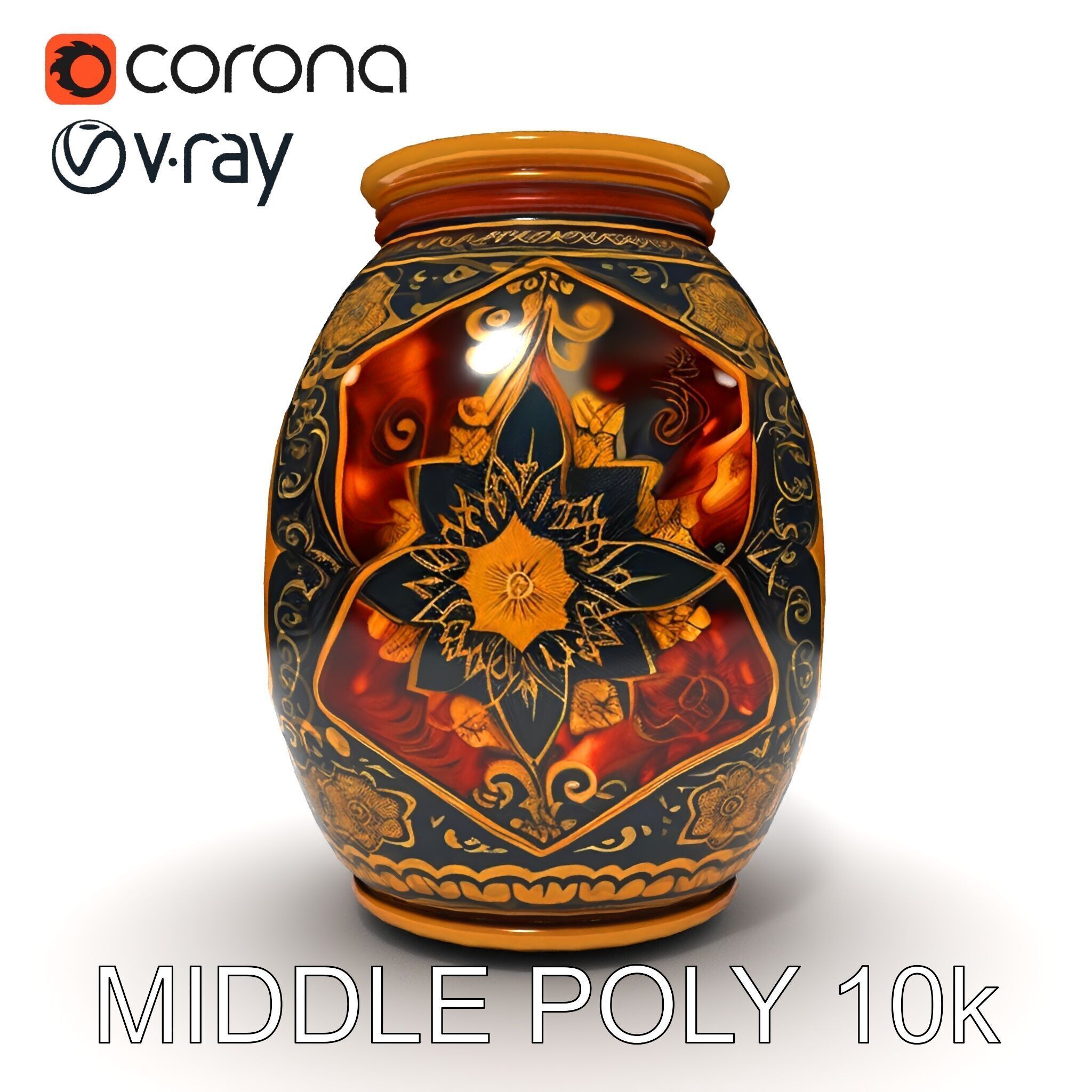 Intricate Ornamental Vase D Model Pack Low-poly 3D model_13