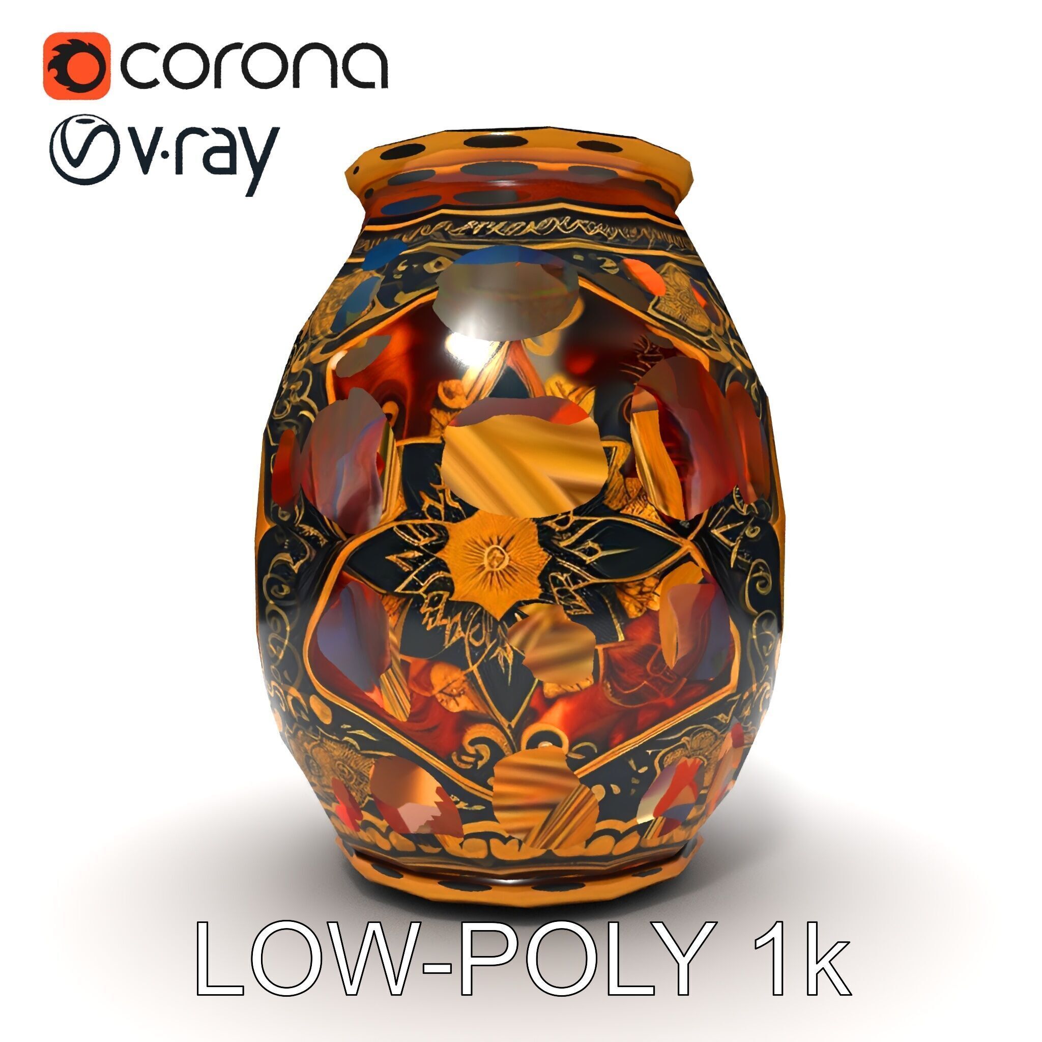 Intricate Ornamental Vase D Model Pack Low-poly 3D model_21