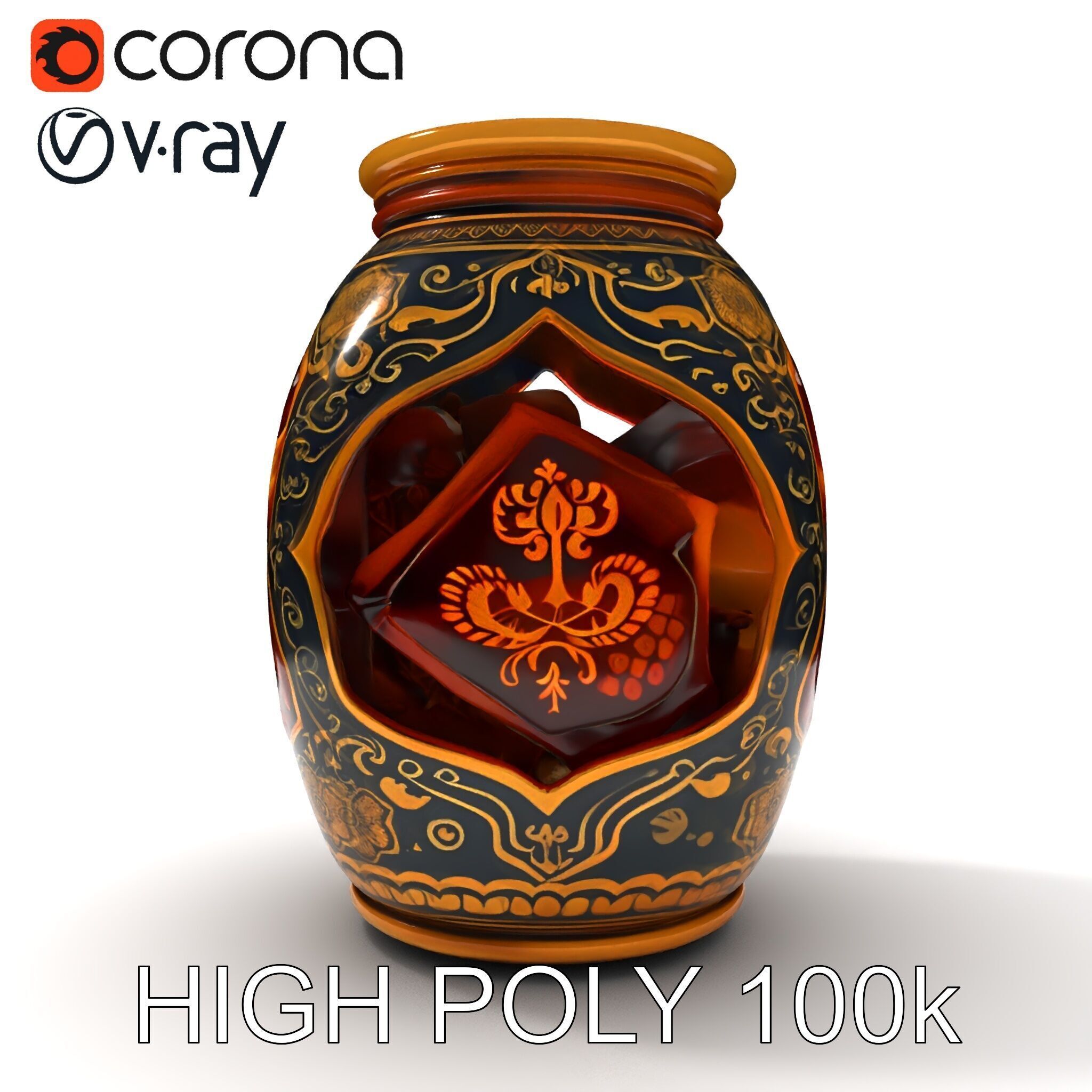 Intricate Ornamental Vase D Model Pack Low-poly 3D model_27