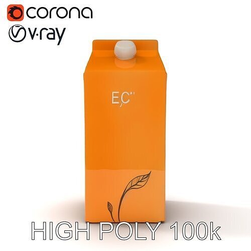 Cardboard Milk Carton Model Pack Low-poly 3D model 7
