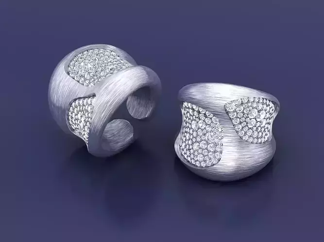  Elegant Diamond-Encrusted Rings 3D Design