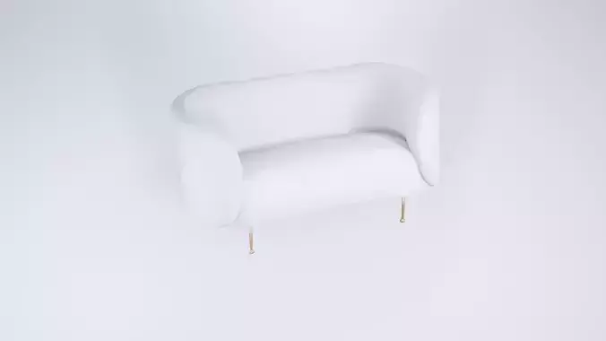 Low Poly White Sofa - 2-Seater Modern Lounge Couch for Interiors