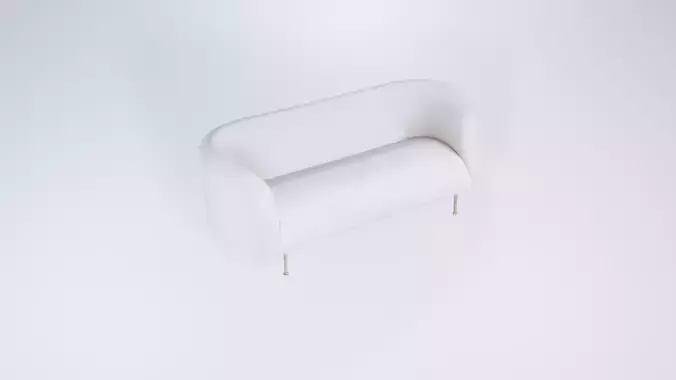 Low Poly White 3-Seater Sofa - Modern Living Room Couch