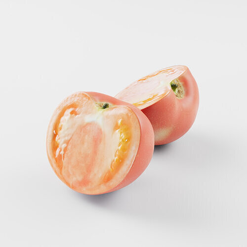 Cut Tomatoes 3D model Low-poly 3D model 7