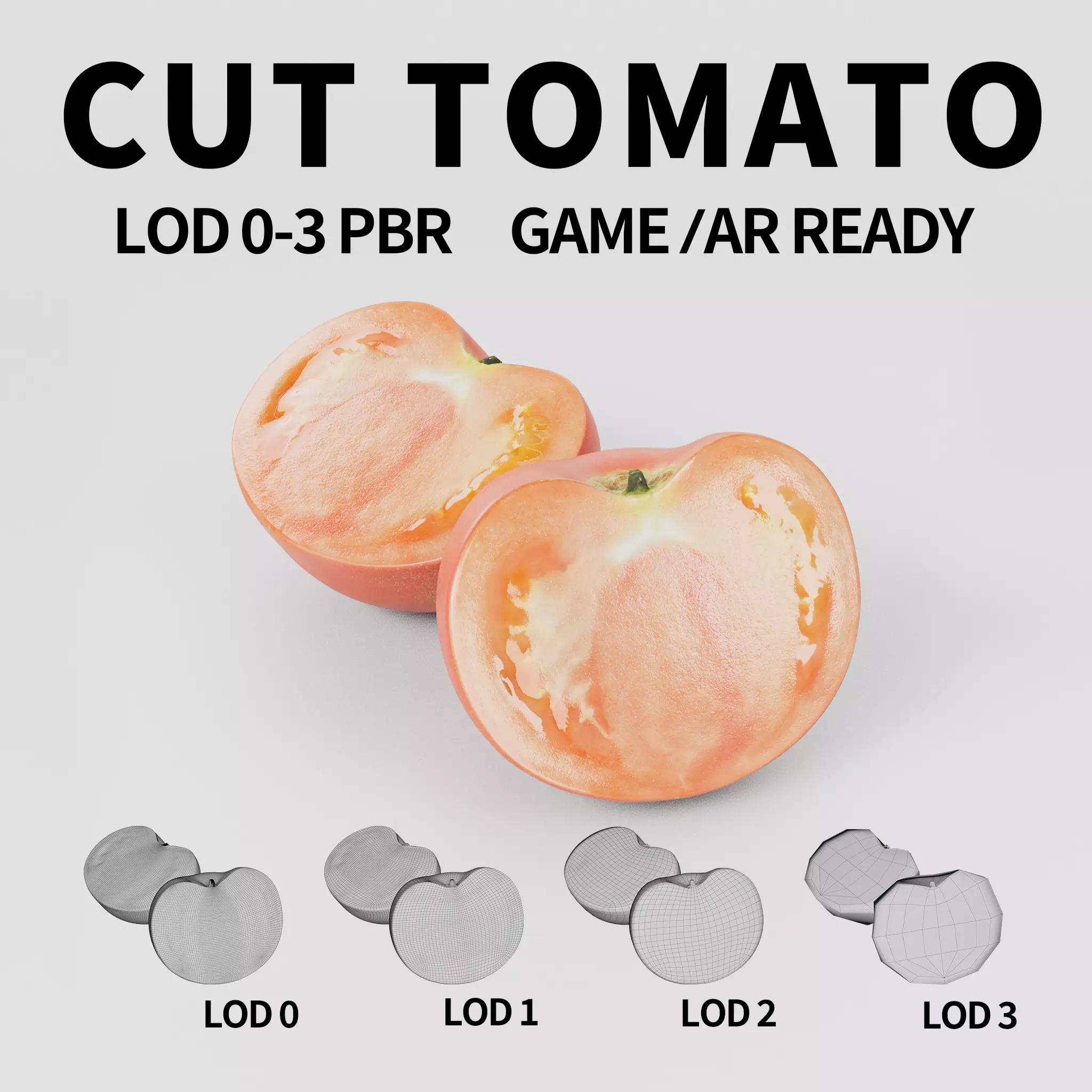 Cut Tomatoes 3D model Low-poly 3D model_0