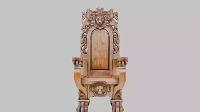 Majestic Wooden Throne 3D Model