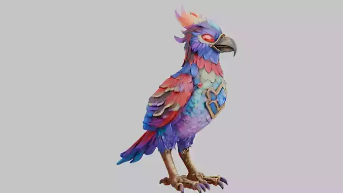 Colorful Macaw Parrot 3D Model