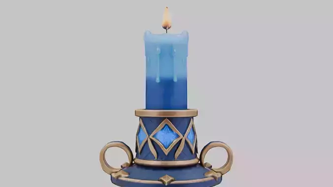 Stylized Candle with Flame Low-poly 3D model