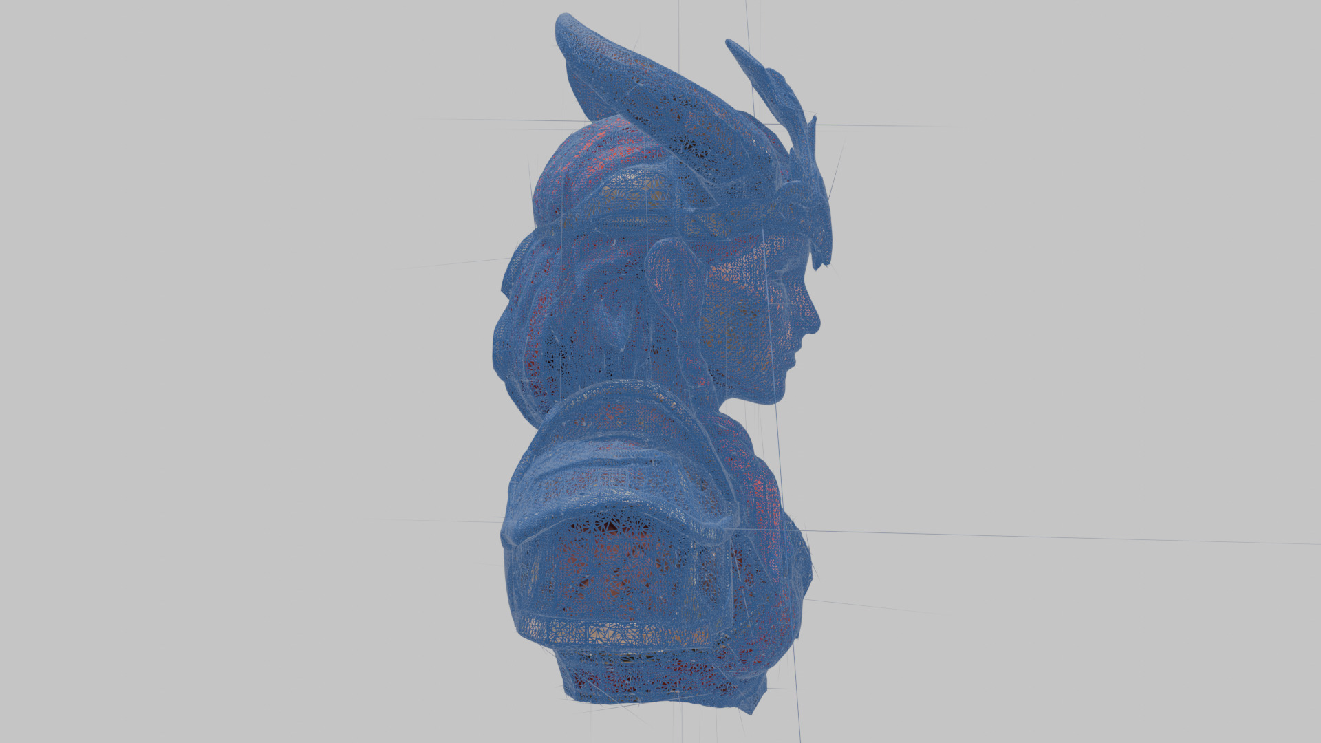 Female Warrior with Horned Helmet Low-poly 3D model_11
