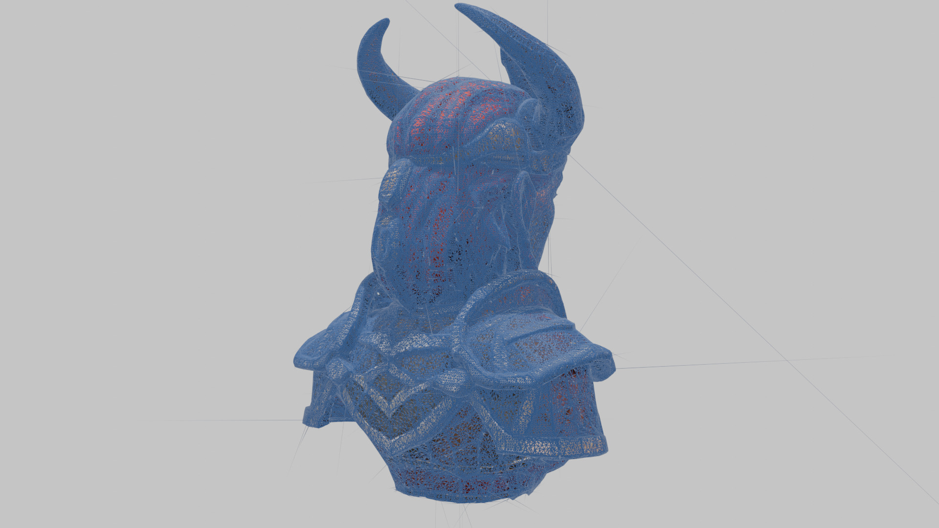 Female Warrior with Horned Helmet Low-poly 3D model_12