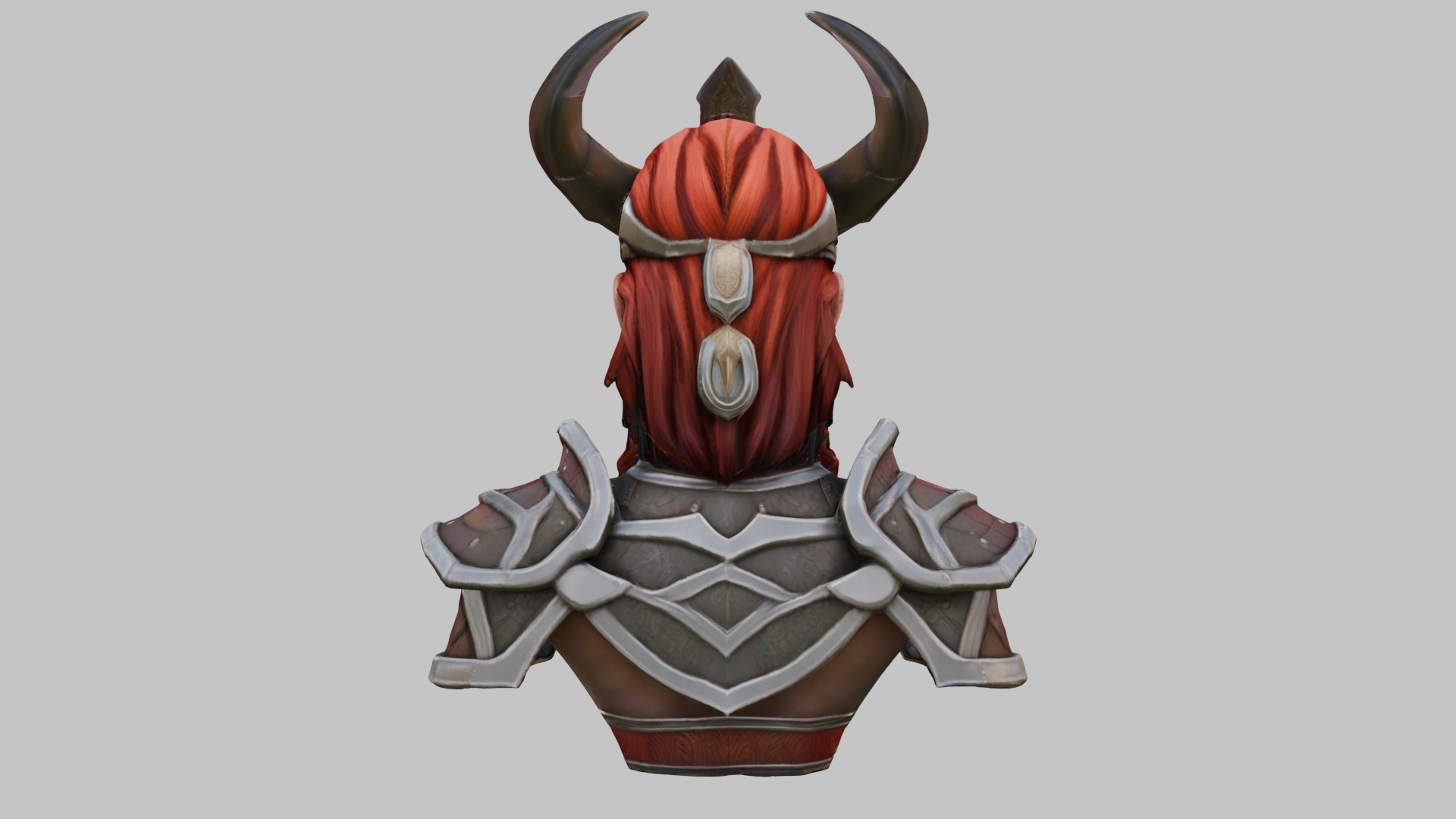 Female Warrior with Horned Helmet Low-poly 3D model_4