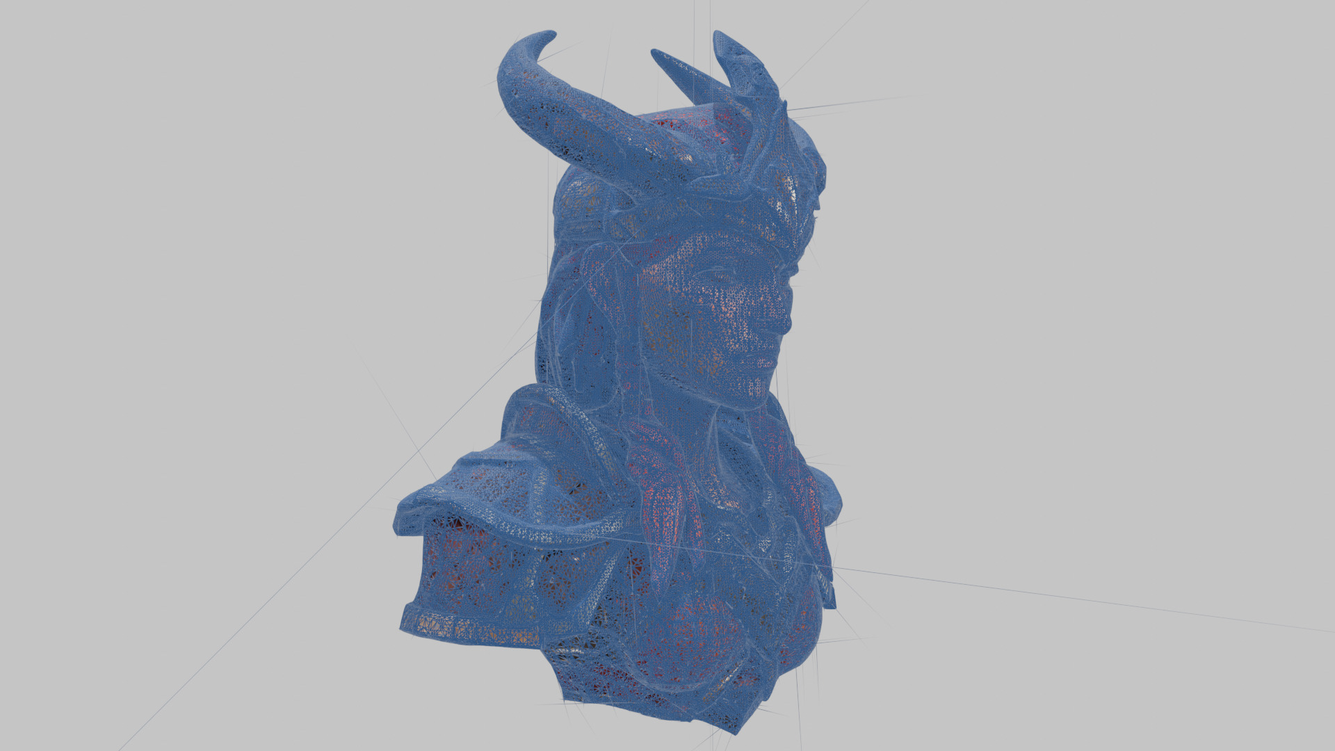 Female Warrior with Horned Helmet Low-poly 3D model_10