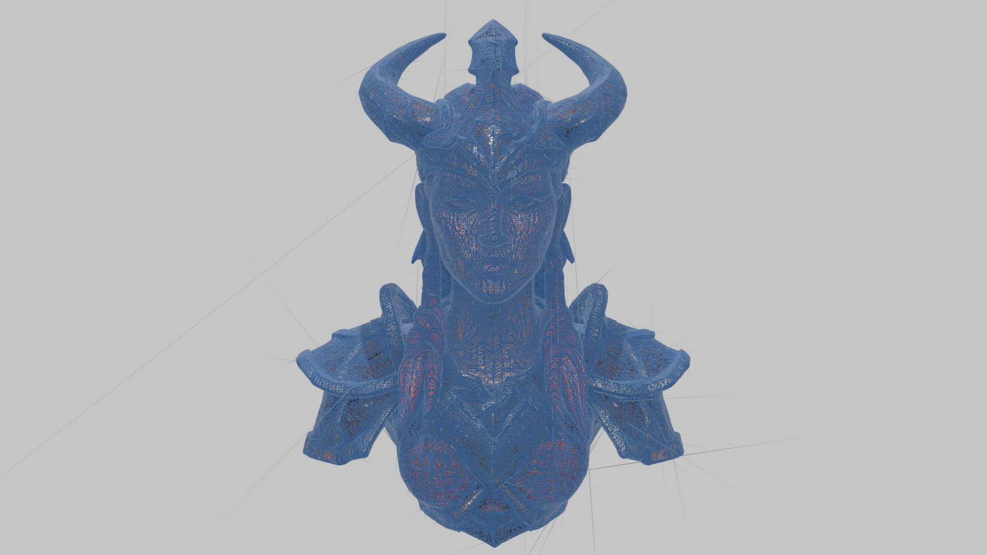 Female Warrior with Horned Helmet Low-poly 3D model_9