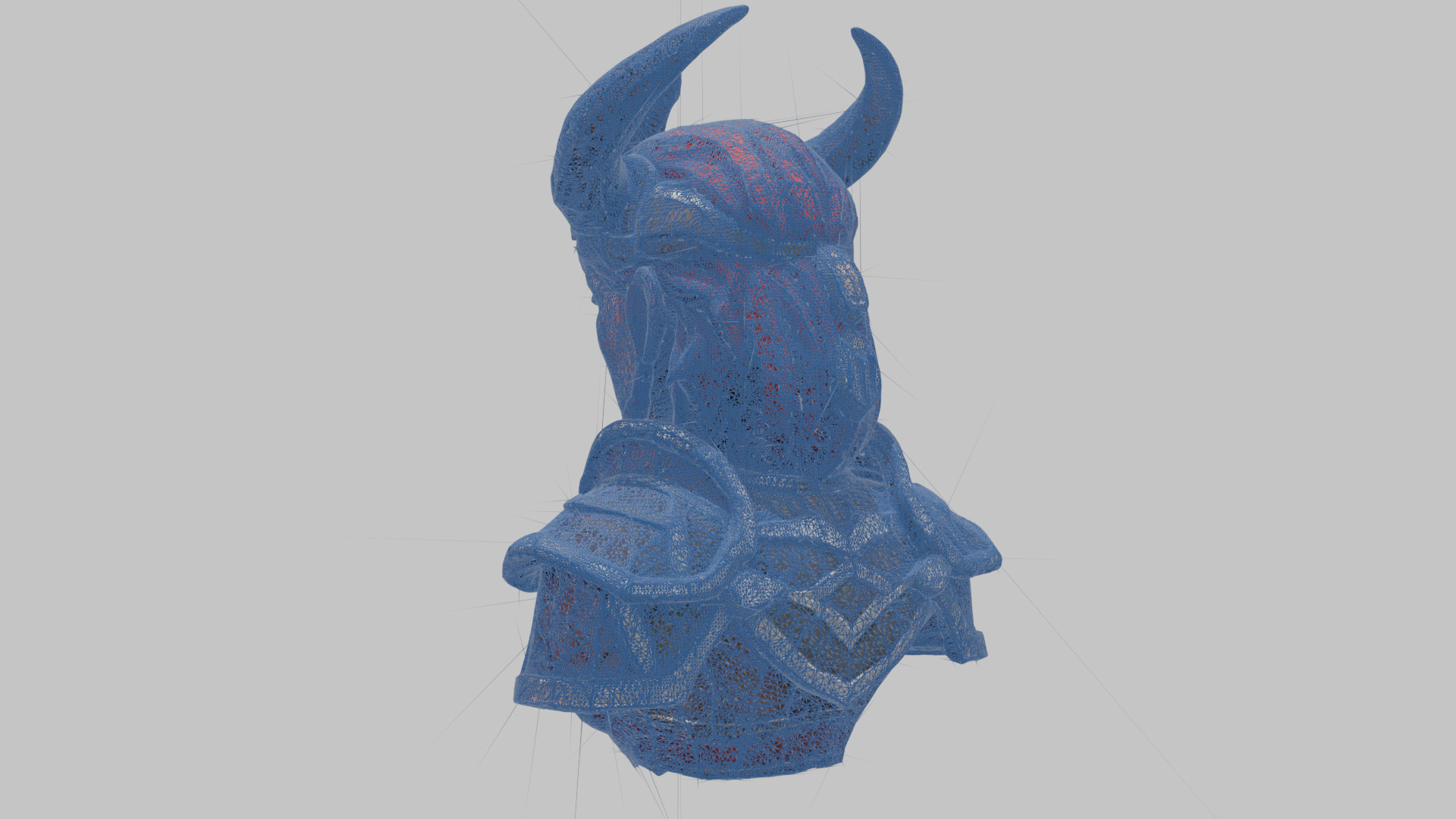 Female Warrior with Horned Helmet Low-poly 3D model_14