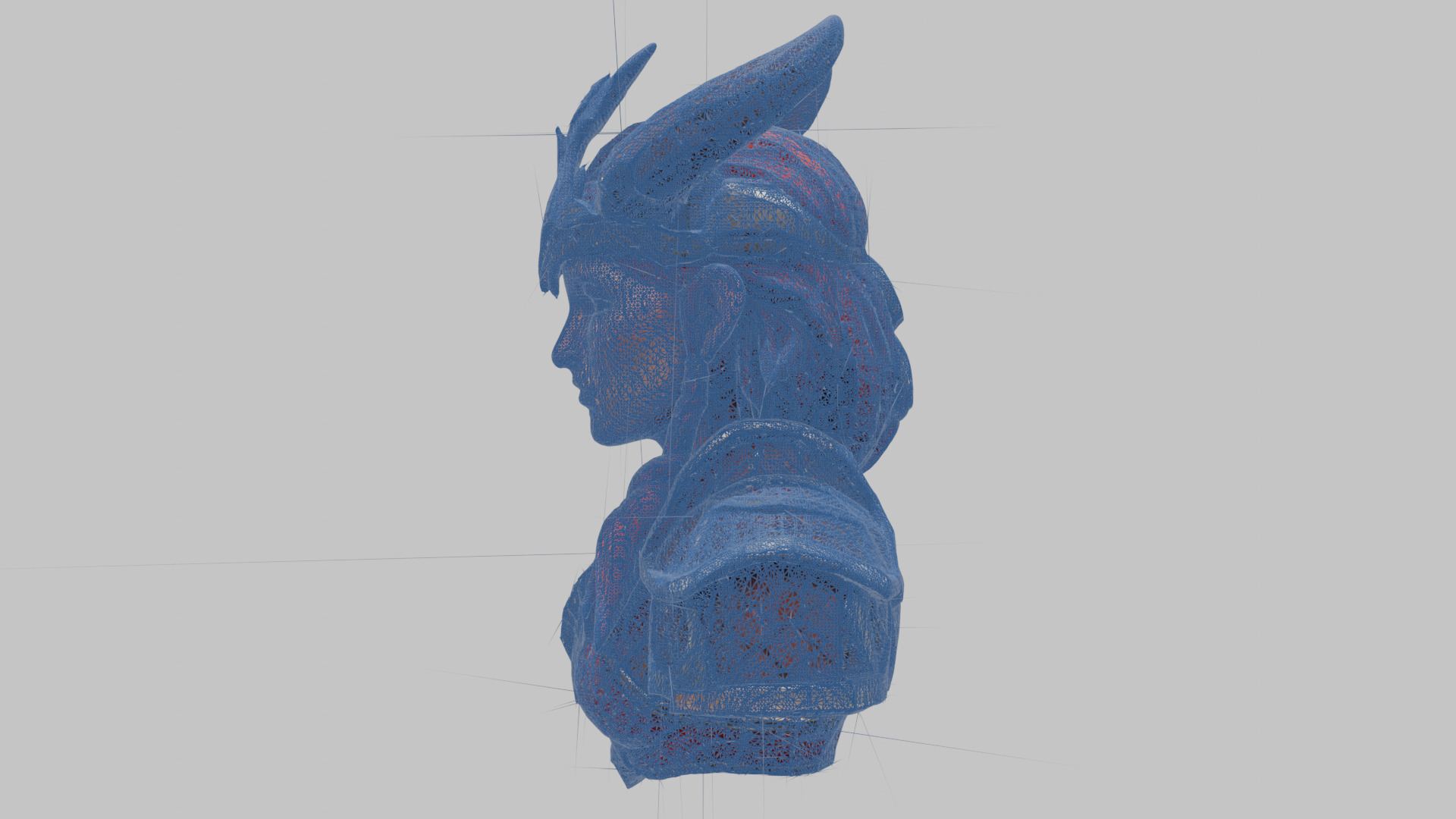 Female Warrior with Horned Helmet Low-poly 3D model_15