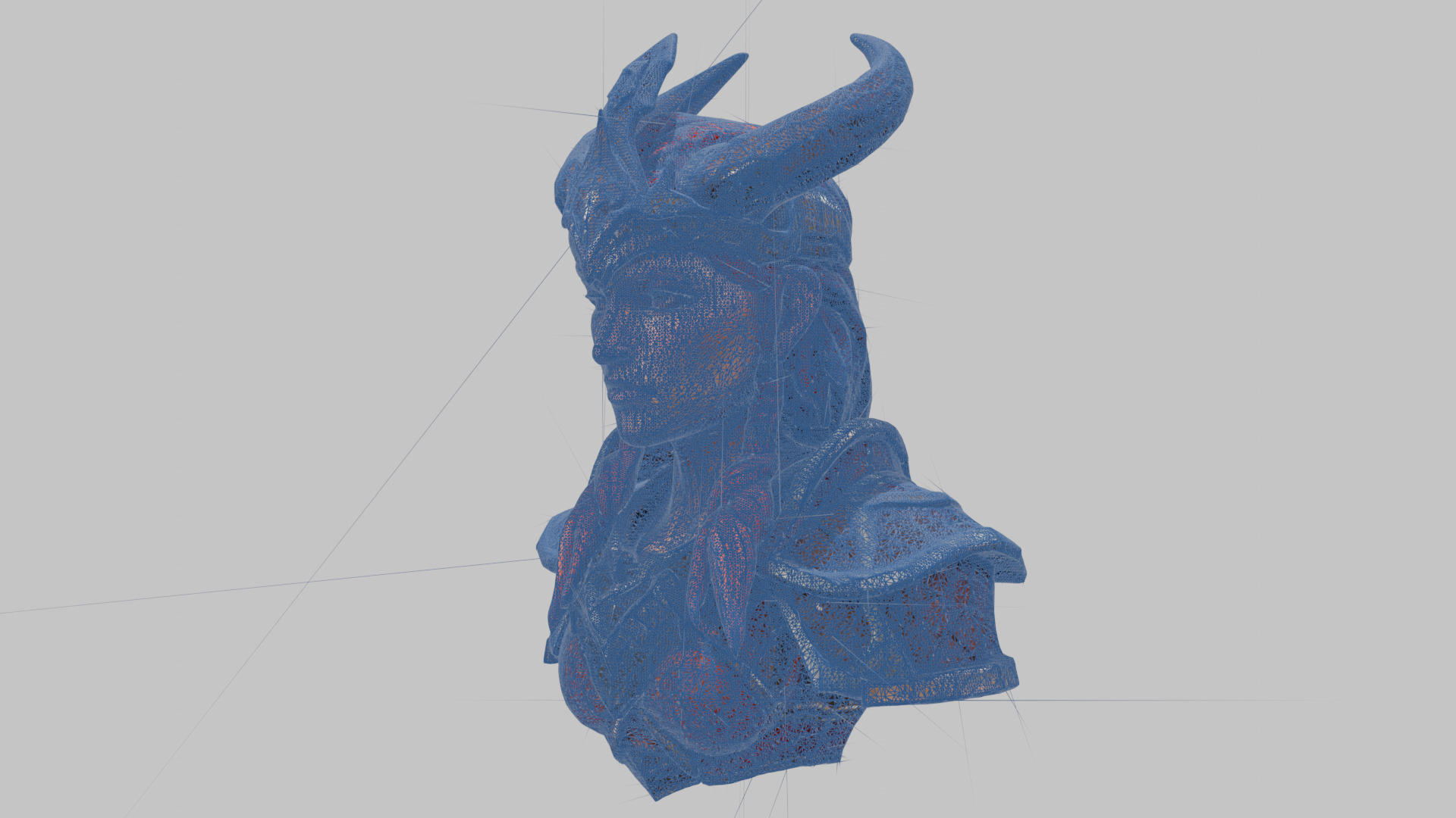 Female Warrior with Horned Helmet Low-poly 3D model_16