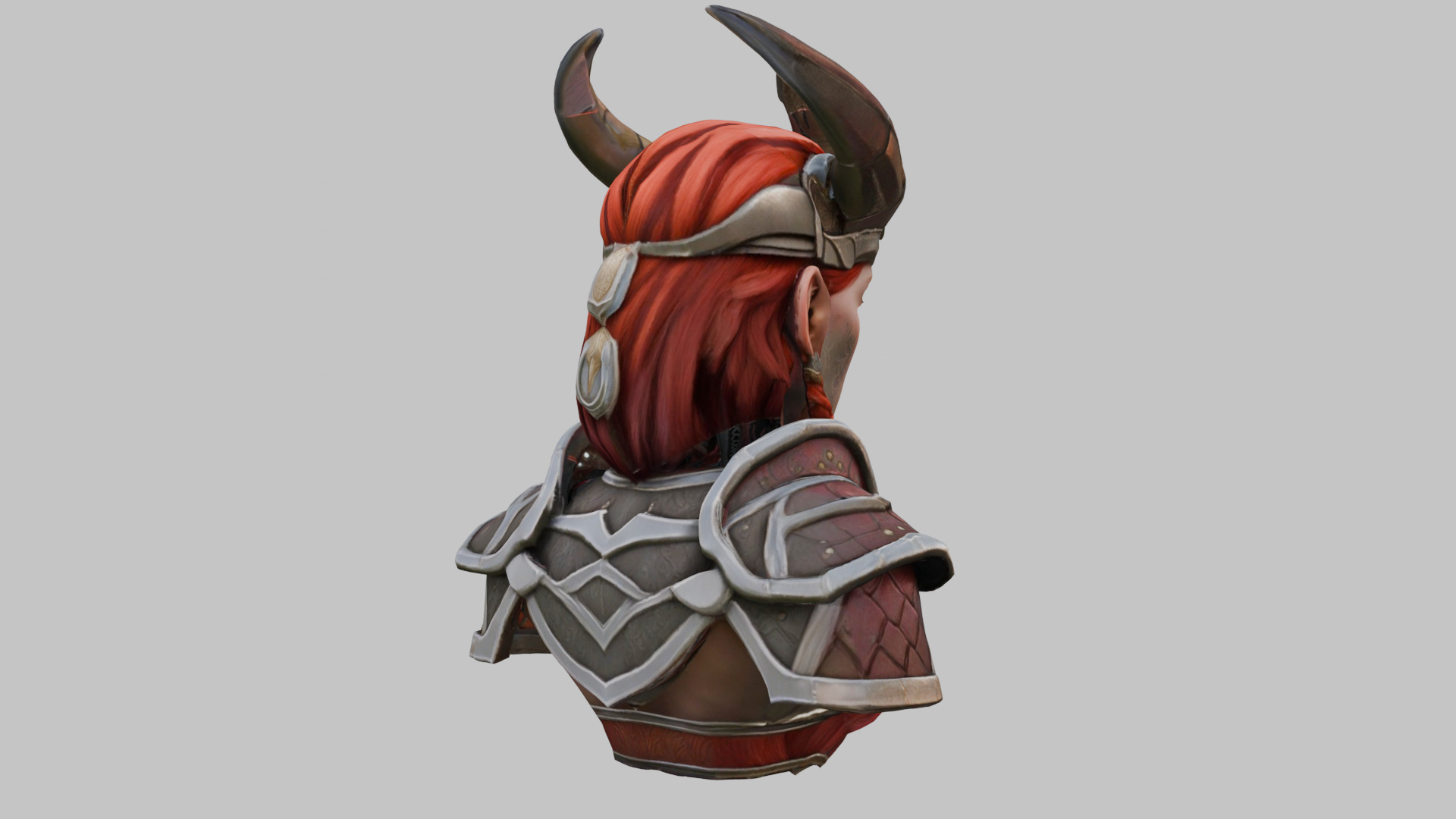 Female Warrior with Horned Helmet Low-poly 3D model_3