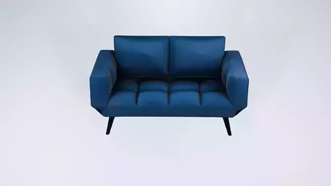 Low Poly Dark Blue Compact Sofa - Static Stylized Model
