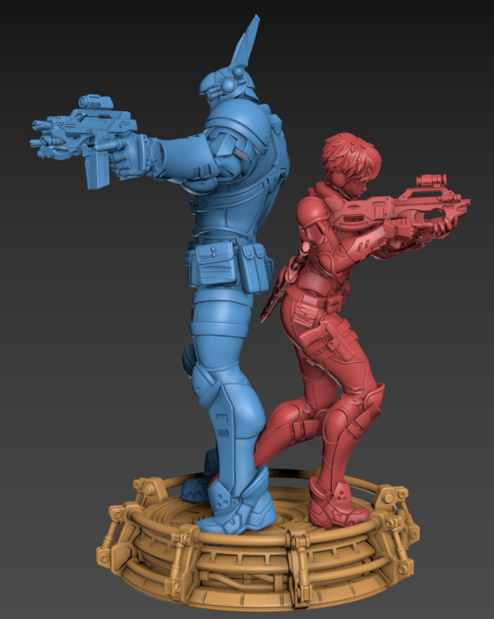 Rabbit Man and Killer Girl 100mm and 32mm 3D print model_10