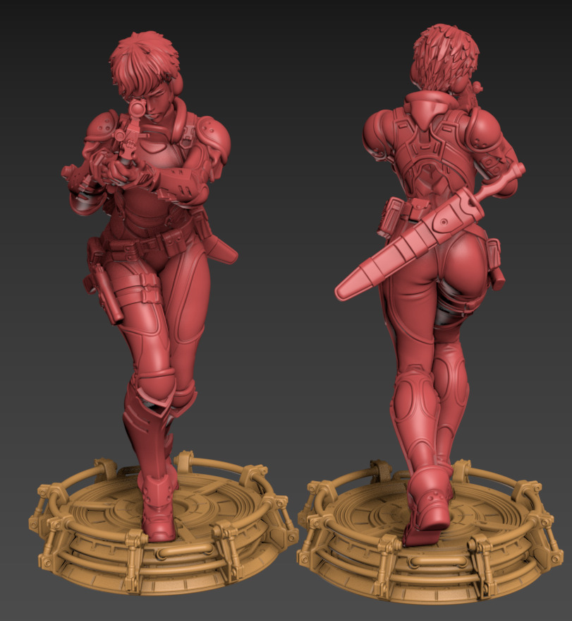 Rabbit Man and Killer Girl 100mm and 32mm 3D print model_6