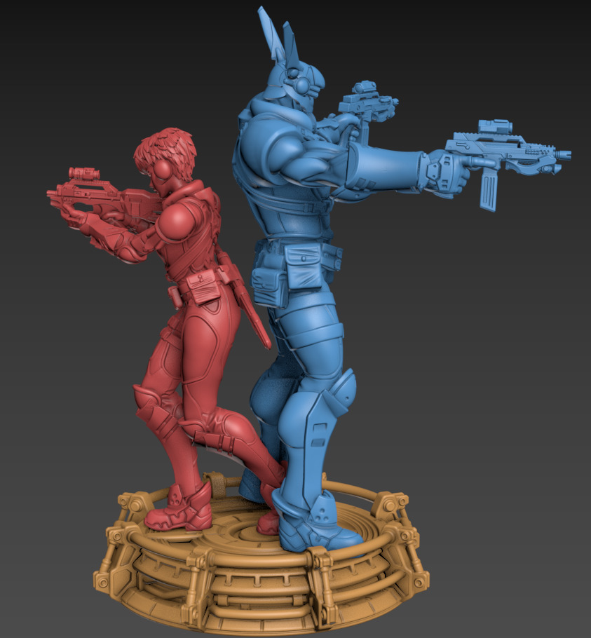 Rabbit Man and Killer Girl 100mm and 32mm 3D print model_11