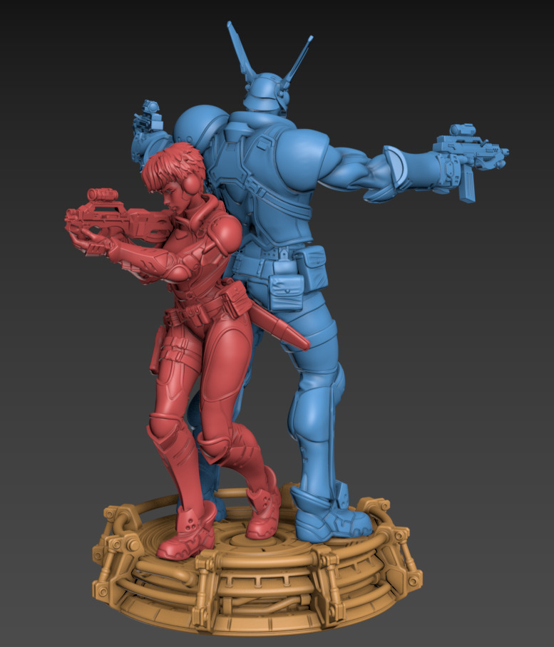 Rabbit Man and Killer Girl 100mm and 32mm 3D print model_8