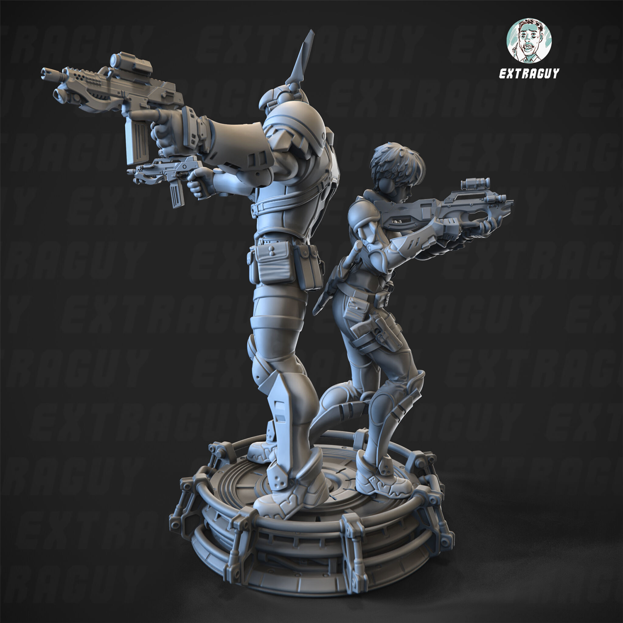 Rabbit Man and Killer Girl 100mm and 32mm 3D print model_4