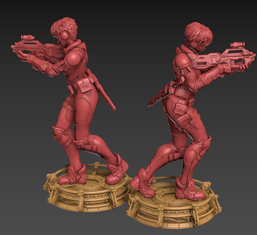 Rabbit Man and Killer Girl 100mm and 32mm 3D print model_7