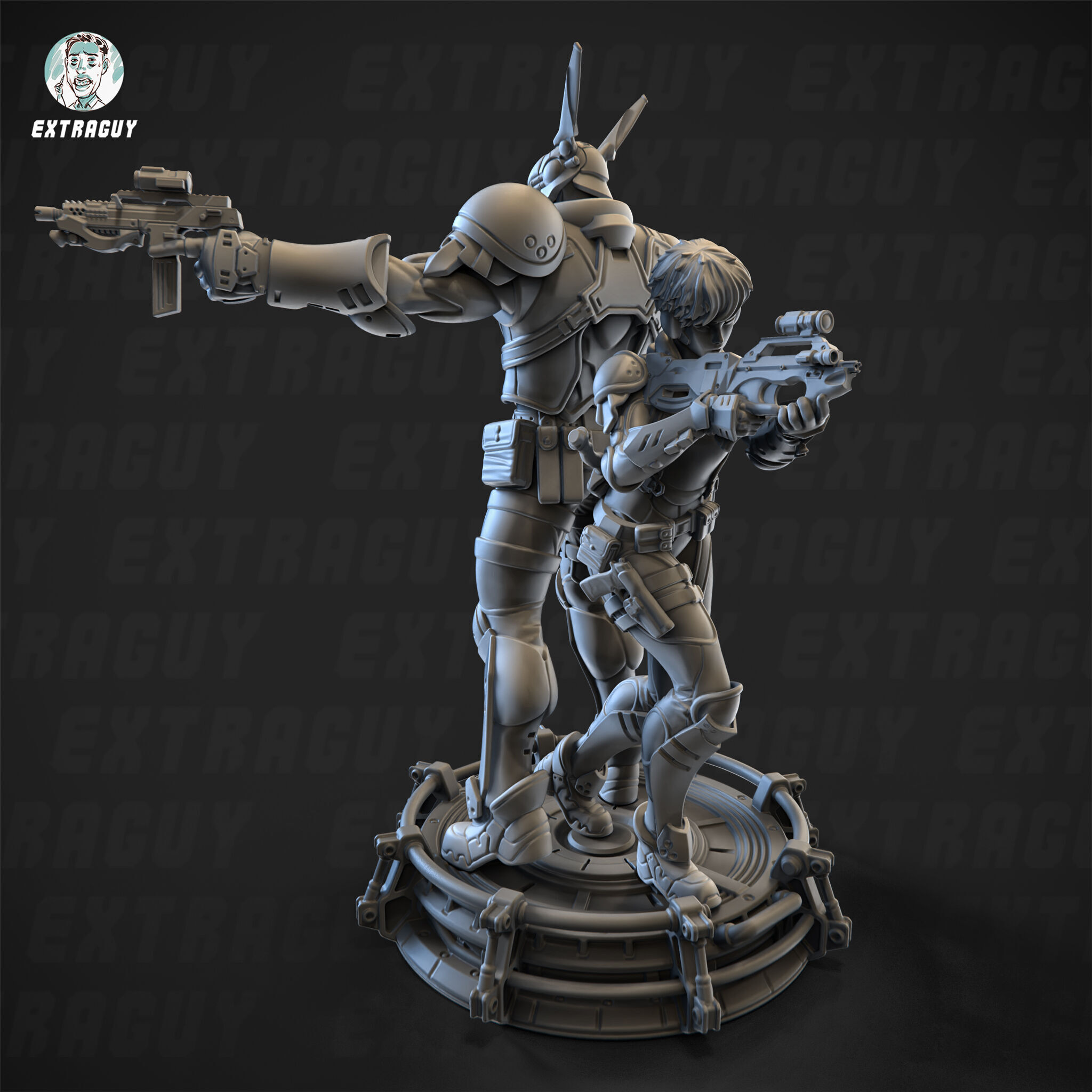 Rabbit Man and Killer Girl 100mm and 32mm 3D print model_5